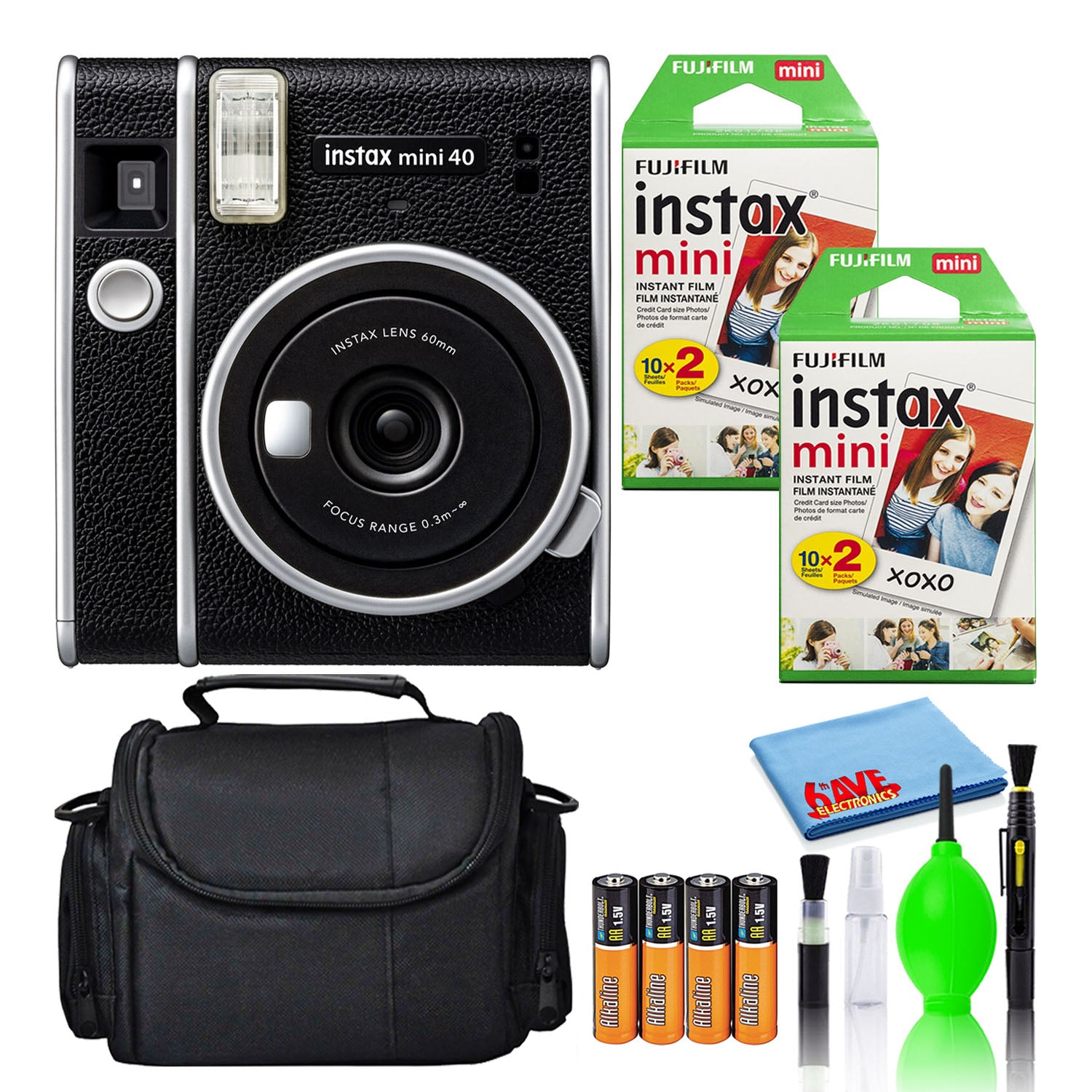 Fujifilm Instax Mini 40 Instant Film Camera with 40-Films + Bag + 4-Batteries