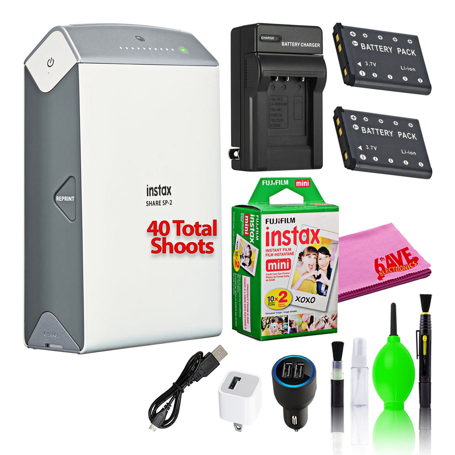 Fujifilm Instax Share SP-2 Smartphone Printer with (40) Films + Battery