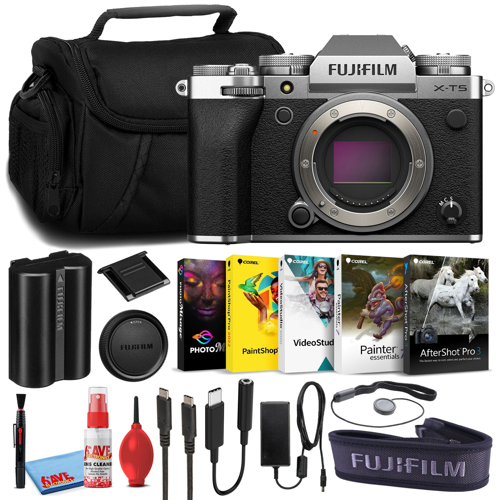 Fujifilm X-T5 Mirrorless Camera (Body Only) (Silver) Corel Software Bundle