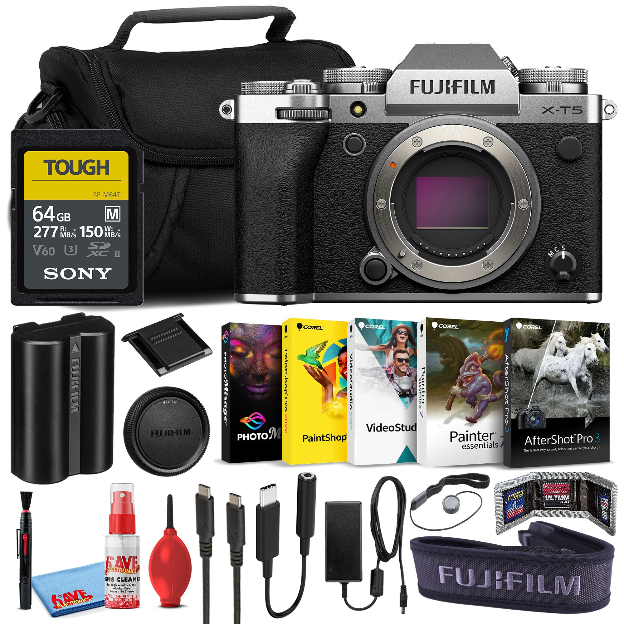 Fujifilm X-T5 Mirrorless Camera (Body Only) (Silver) Sony 64GB Card Bundle