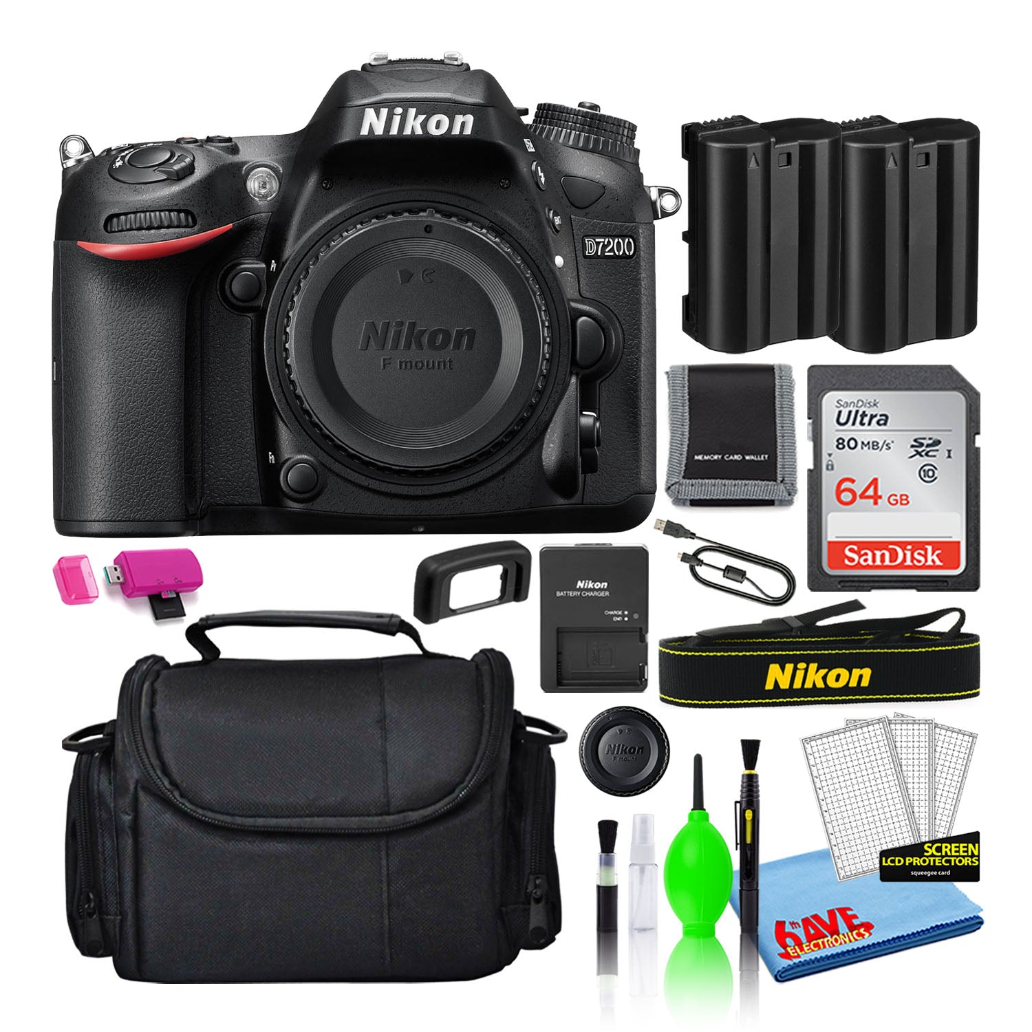 Nikon D7200 Digital Camera Body Only 1554 + 64GB SD Card + Camera Bag Intl