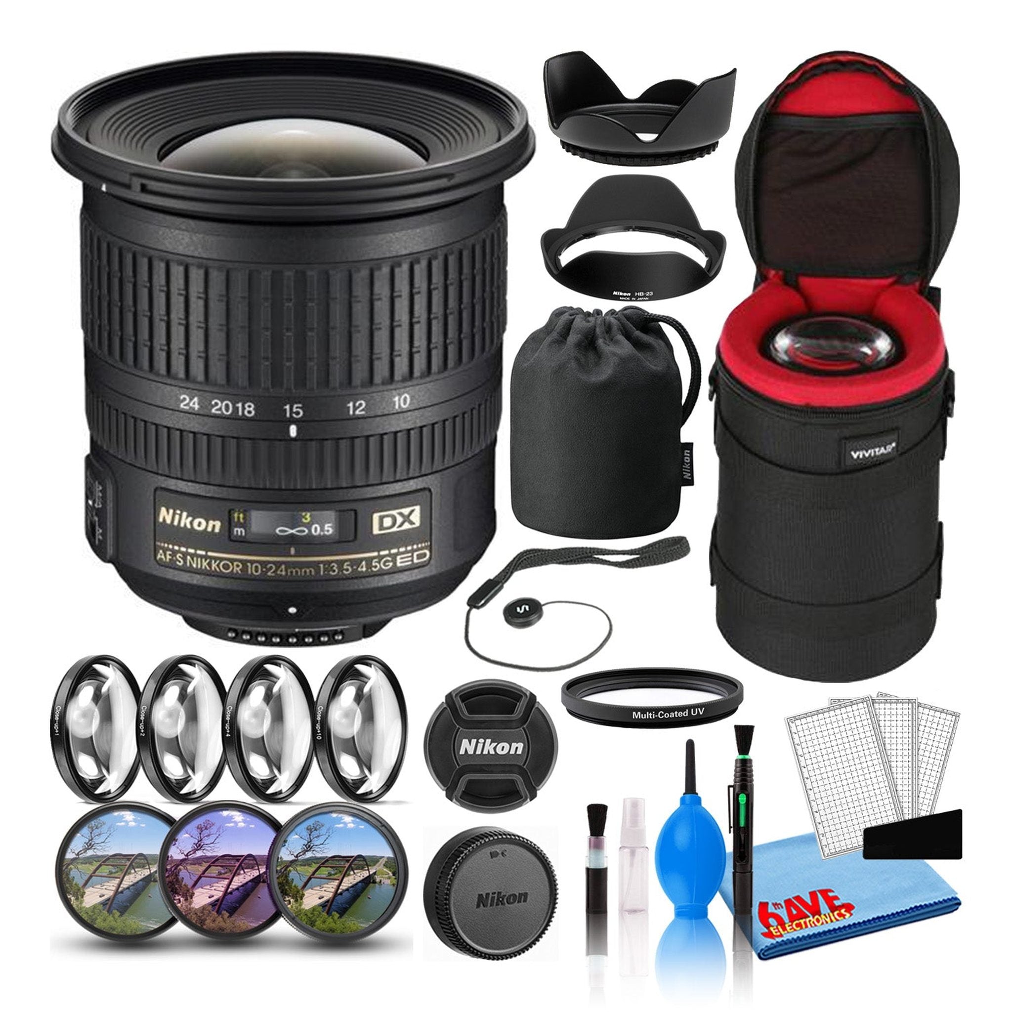 Nikon AF-S DX 10-24mm f/3.5-4.5G ED Lens 2181 Intl Model Bundle - Reconditioned Nikon