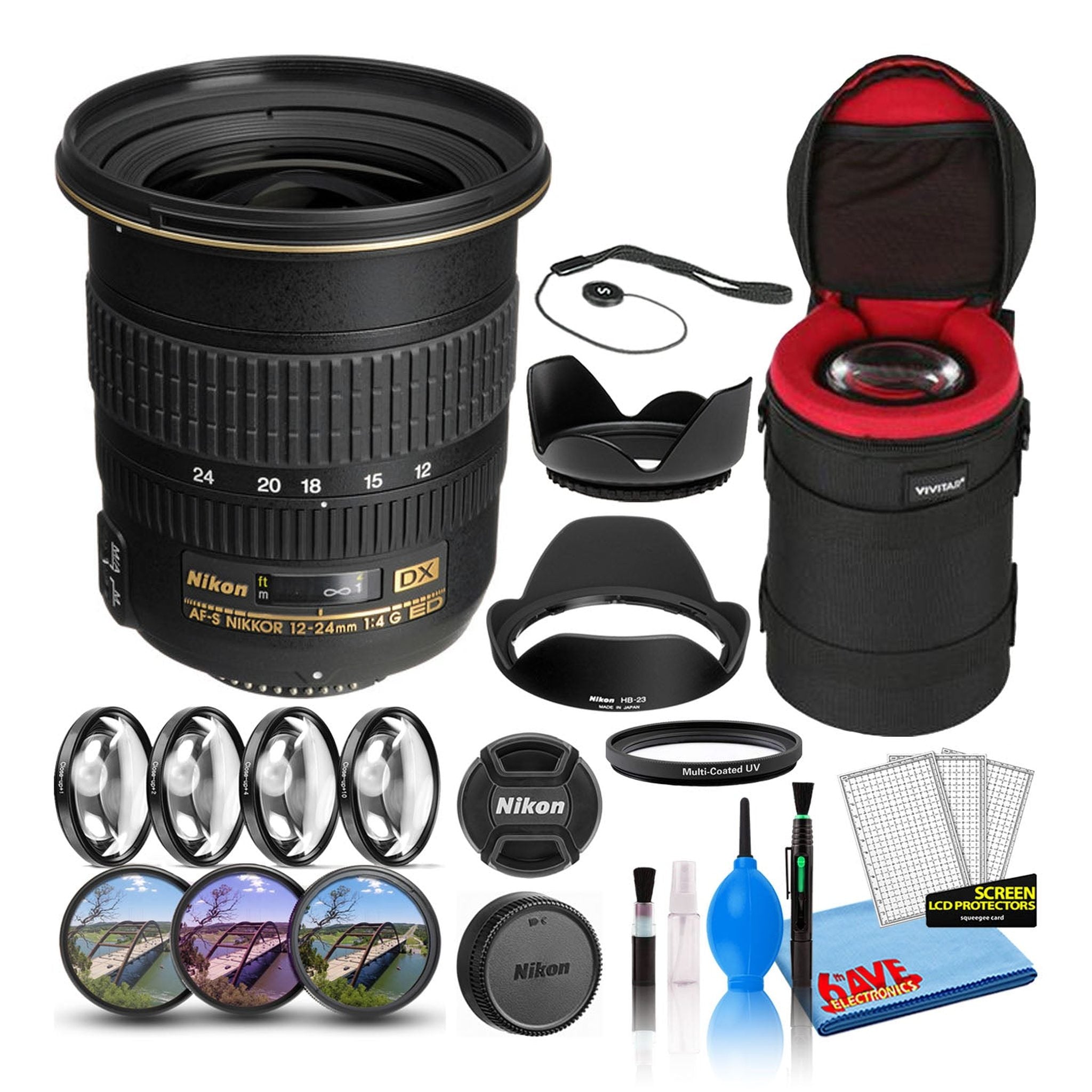 Nikon AF-S DX Zoom-12-24mm f/4G IF-ED Lens 2144 Intl Model Bundle - Reconditioned Nikon