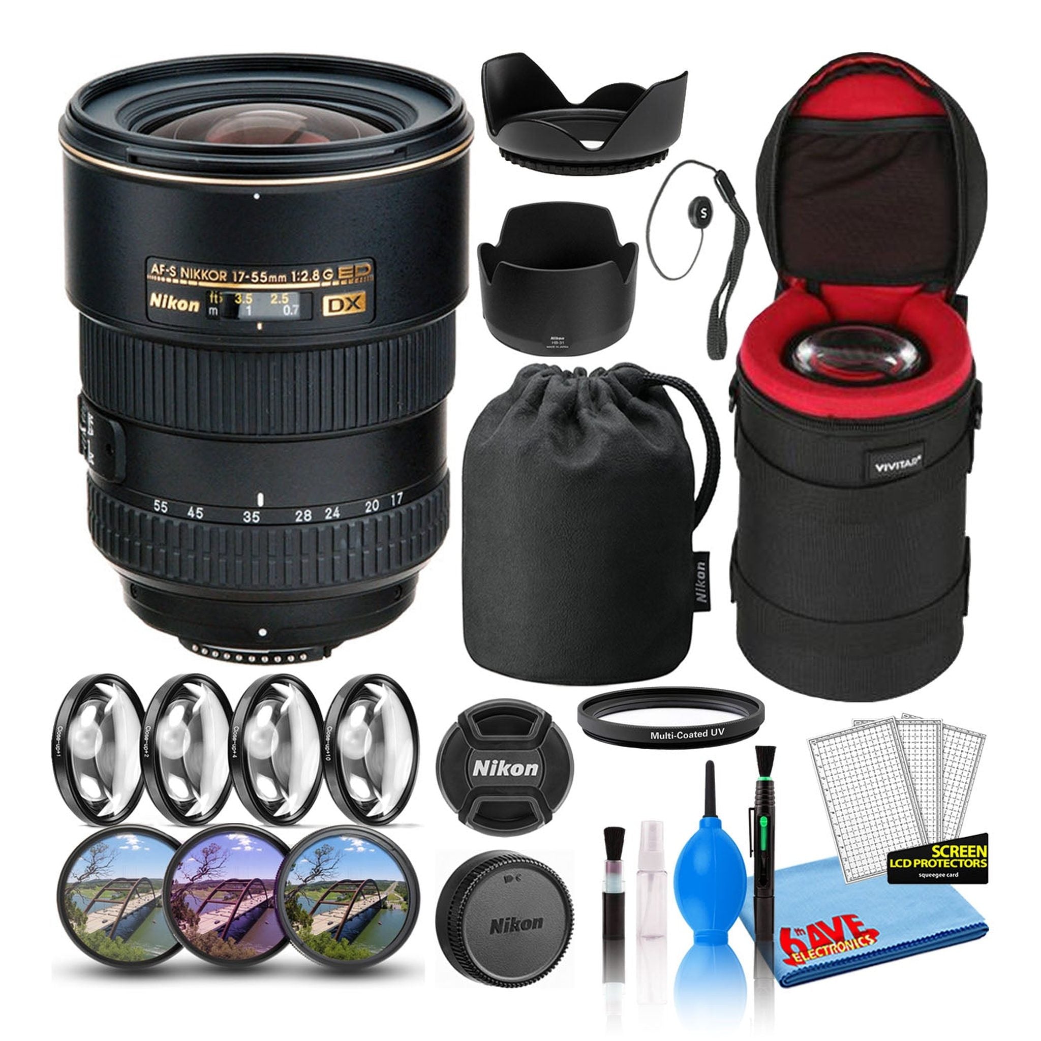 Nikon AF-S DX Zoom-17-55mm f/2.8G IF-ED Lens (2147) Intl Model Bundle