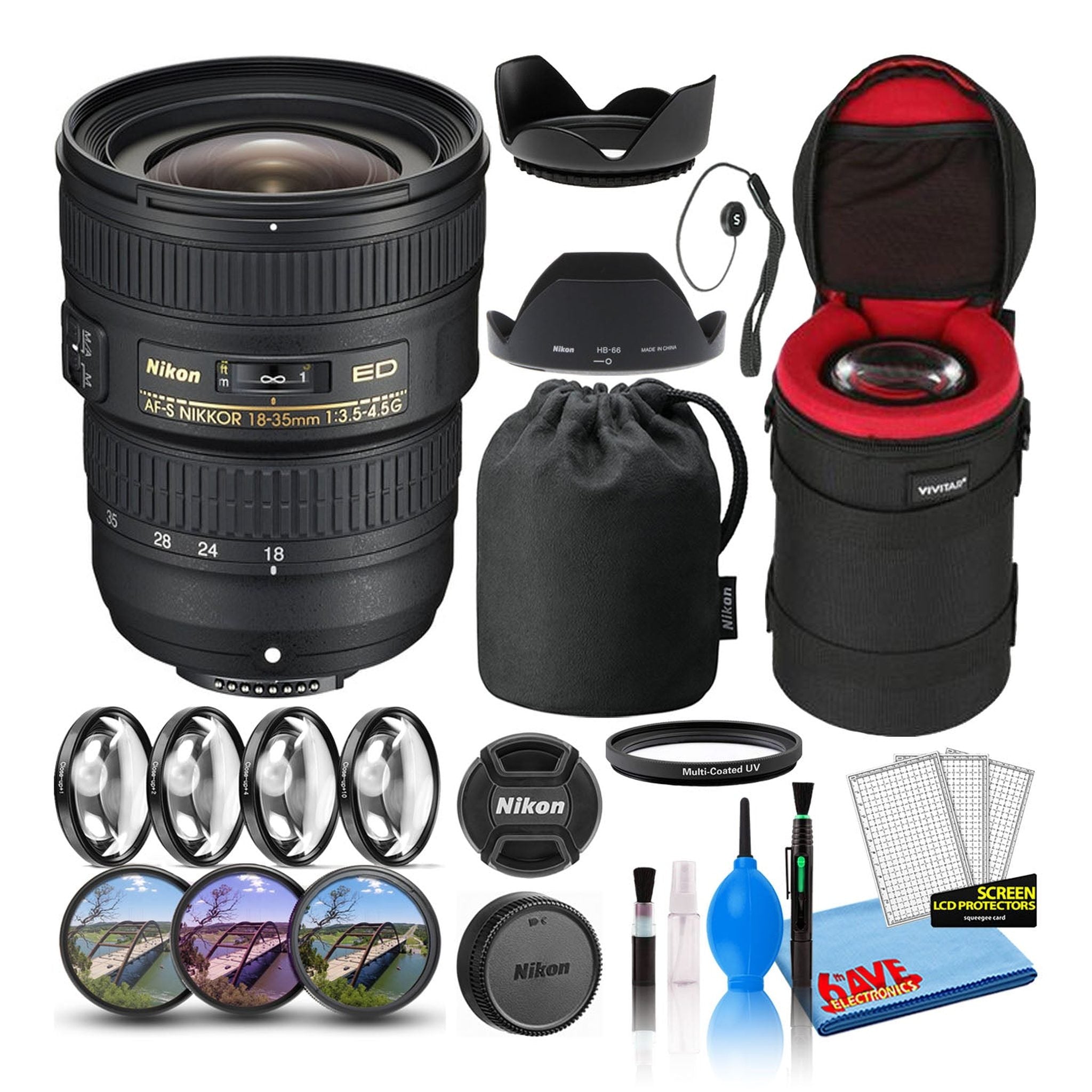 Nikon AF-S 18-35mm f/3.5-4.5G ED Zoom Lens 2207 Intl Model Bundle - Reconditioned Nikon