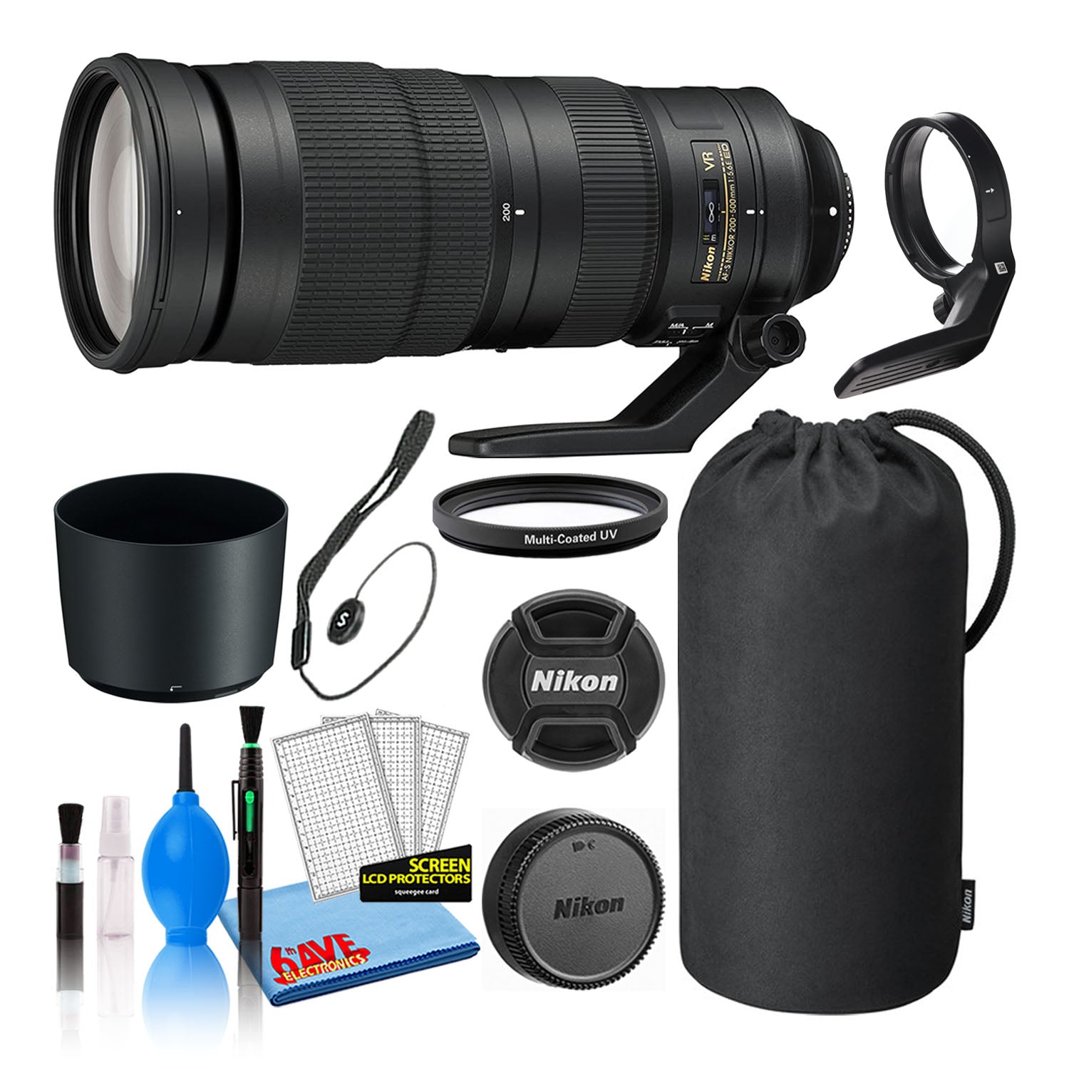 Nikon AF-S 200-500mm f/5.6E ED VR Lens (20058) Intl Model Bundle