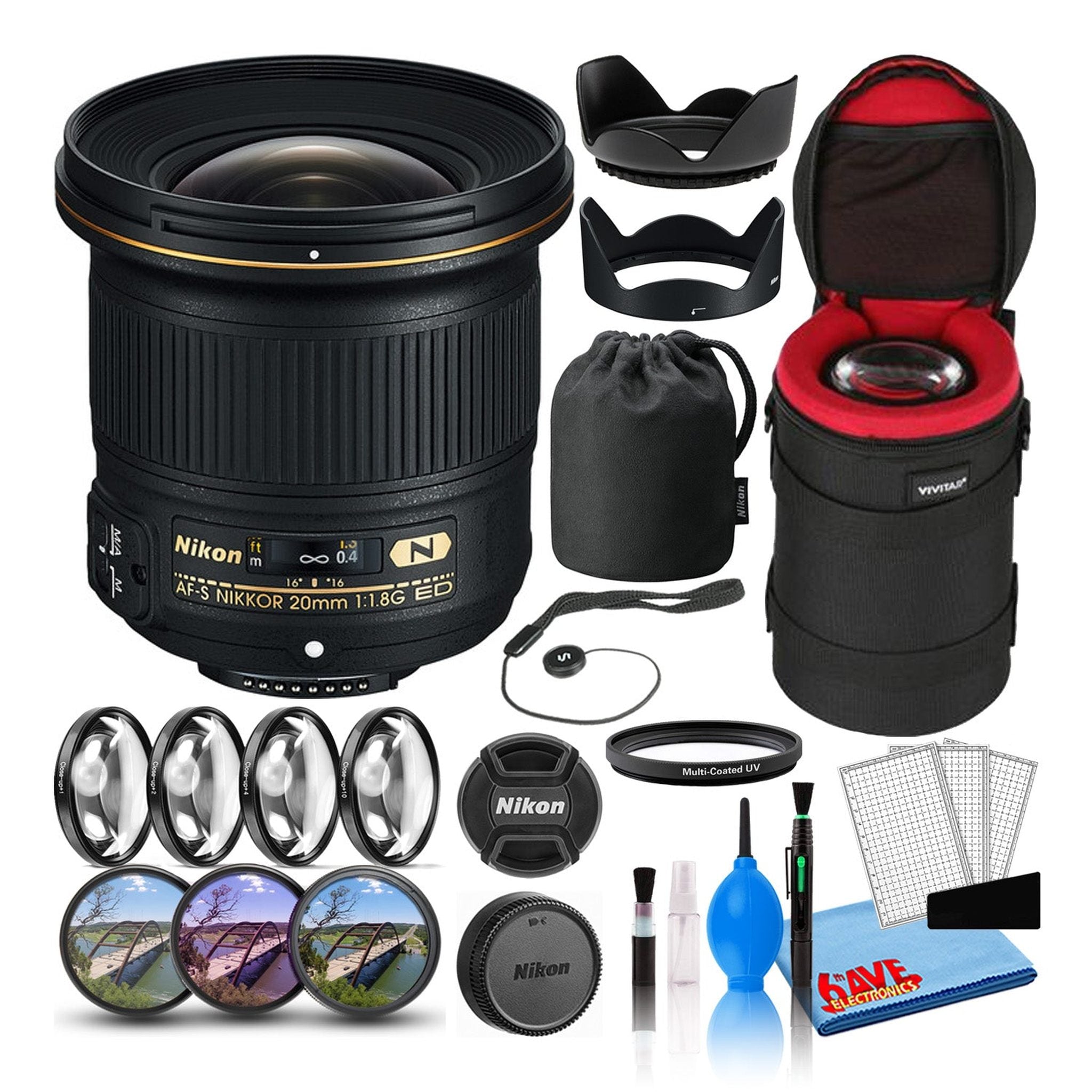 Nikon AF-S 20mm f/1.8G ED Prime Lens 20051 Intl Model Bundle - Reconditioned Nikon