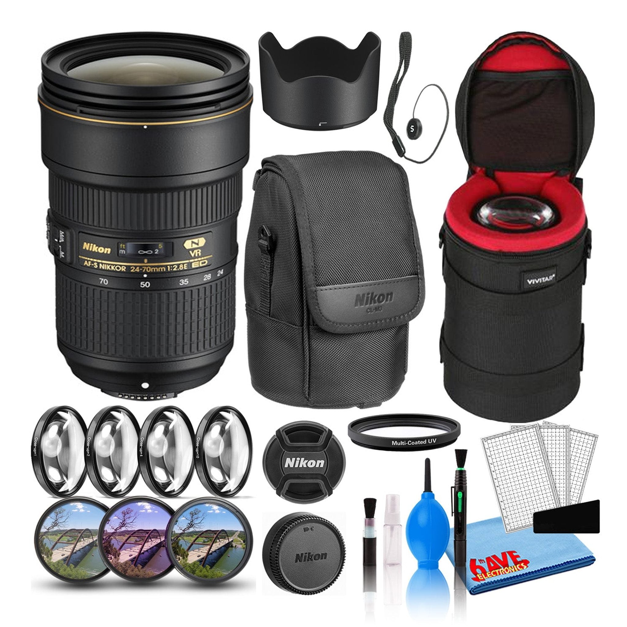 Nikon AF-S 24-70mm f/2.8E ED VR Zoom Lens 20052 Intl Model Bundle - Reconditioned Nikon