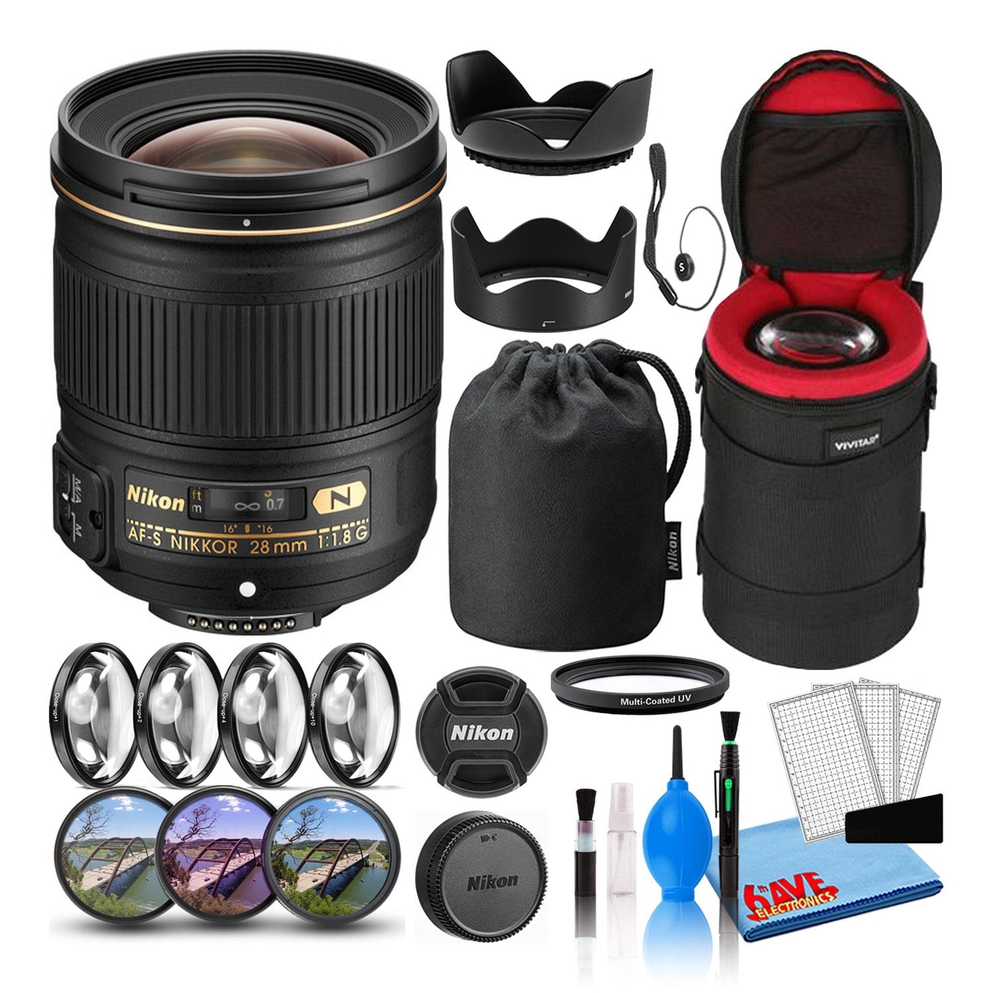 Nikon AF-S 28mm f/1.8G Wide-Angle Prime Lens 2203 Intl Model Bundle - Reconditioned Nikon