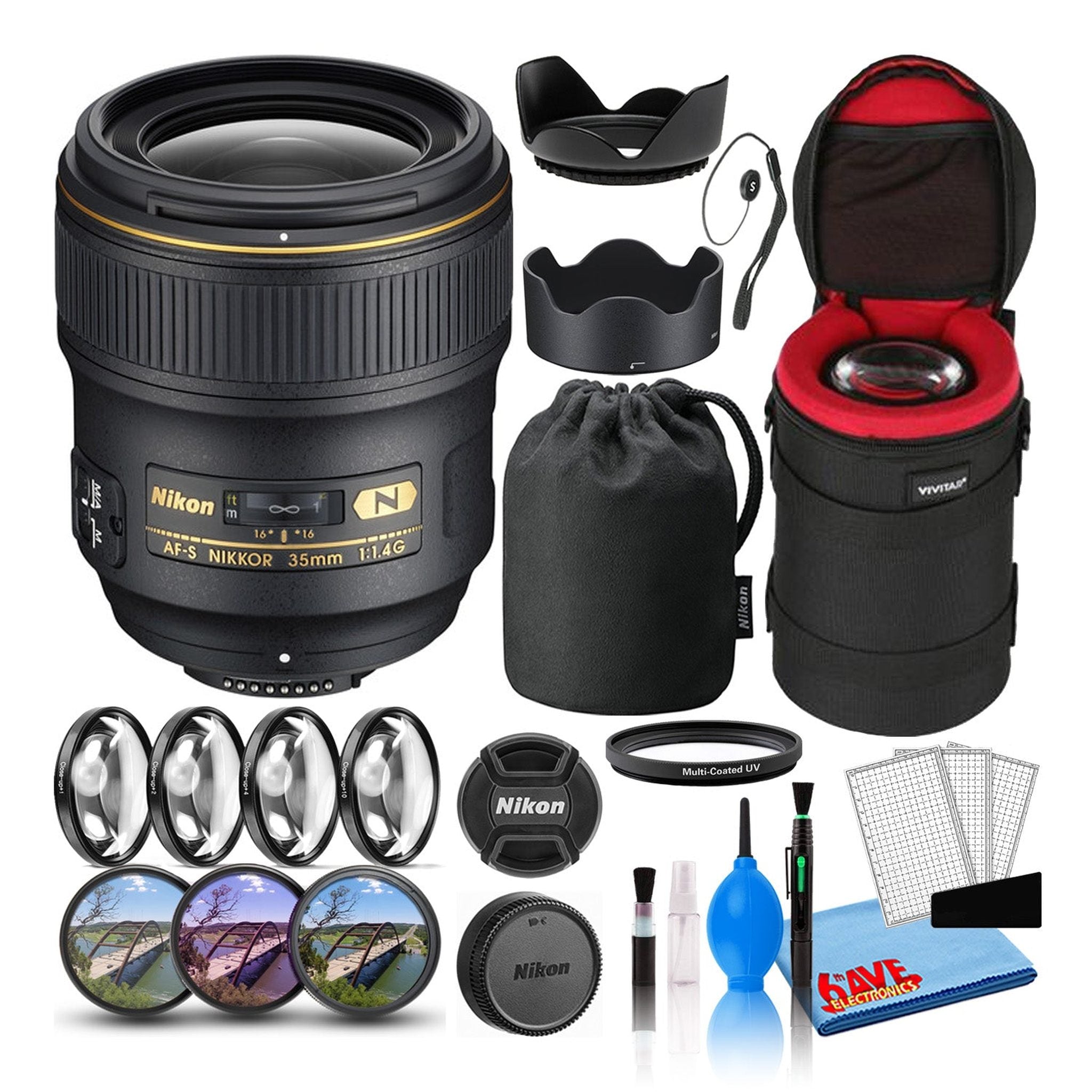 Nikon AF-S 35mm f/1.4G Wide-Angle Prime Lens (2198) Intl Model Bundle - Reconditioned