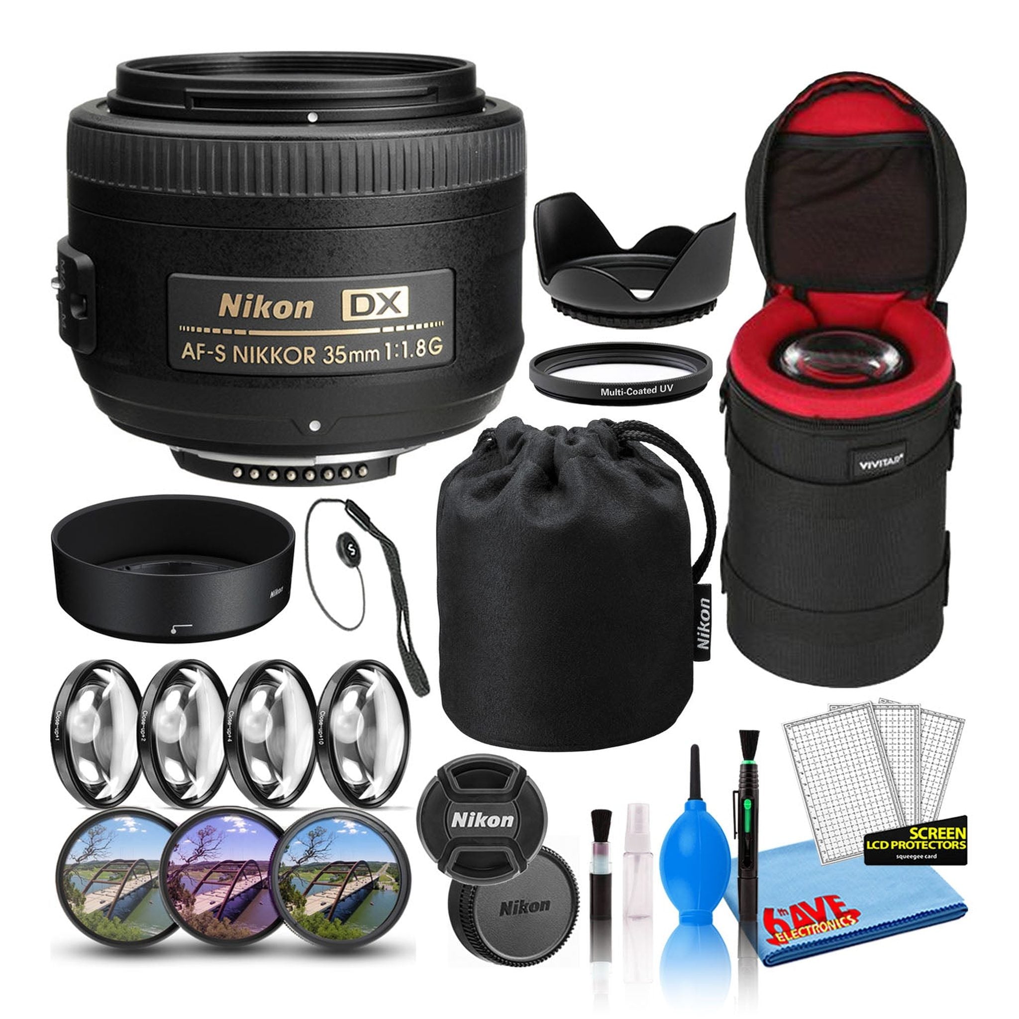Nikon AF-S DX 35mm f/1.8G Prime Lens 2183 Intl Model Bundle - Reconditioned Nikon