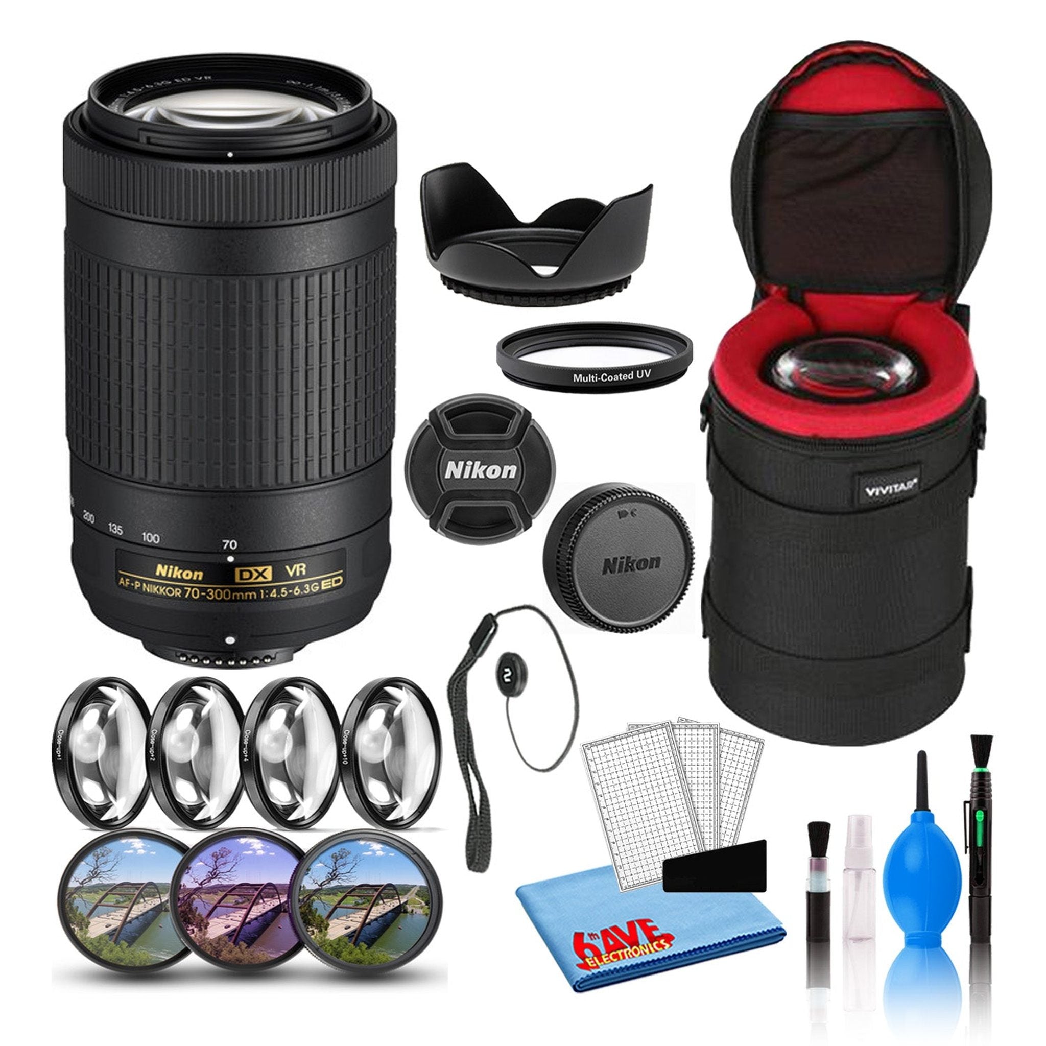 Nikon AF-P DX 70-300mm f/4.5-6.3G ED VR Lens 20062 Intl Model Bundle Nikon