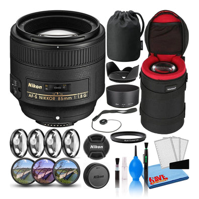 Nikon AF-S 85mm f/1.8G Short Prime Lens 2201 Intl Model Bundle