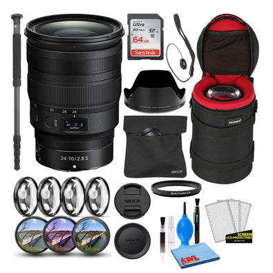 Nikon NIKKOR Z 24-70mm f/2.8 Zoom Lens 20089 Intl Model Bundle + 64GB SD Card