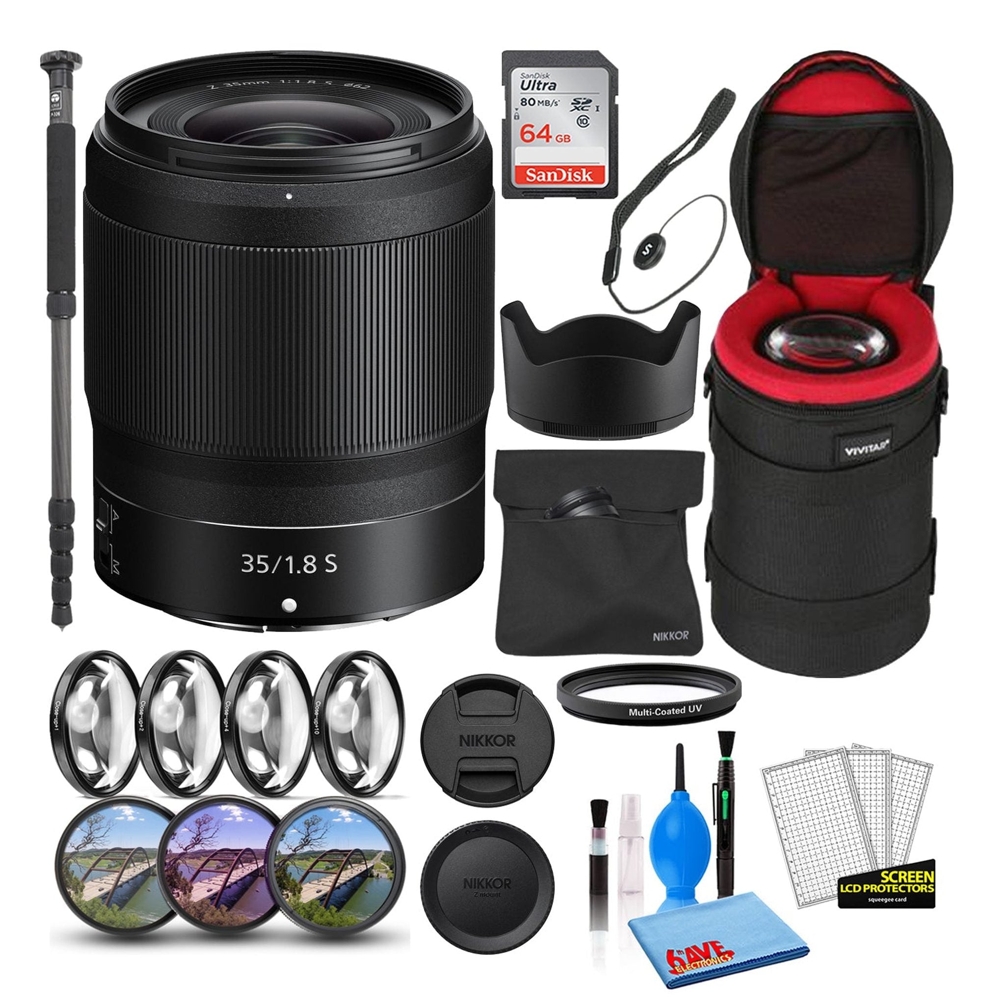 Nikon NIKKOR Z 35mm f/1.8 S Prime Lens 20081 Intl Model Bundle + 64GB SD Card - Reconditioned Nikon