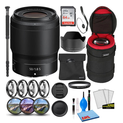 Nikon NIKKOR Z 50mm f/1.8 S Prime Lens 20083 Intl Model Bundle + 64GB SD Card