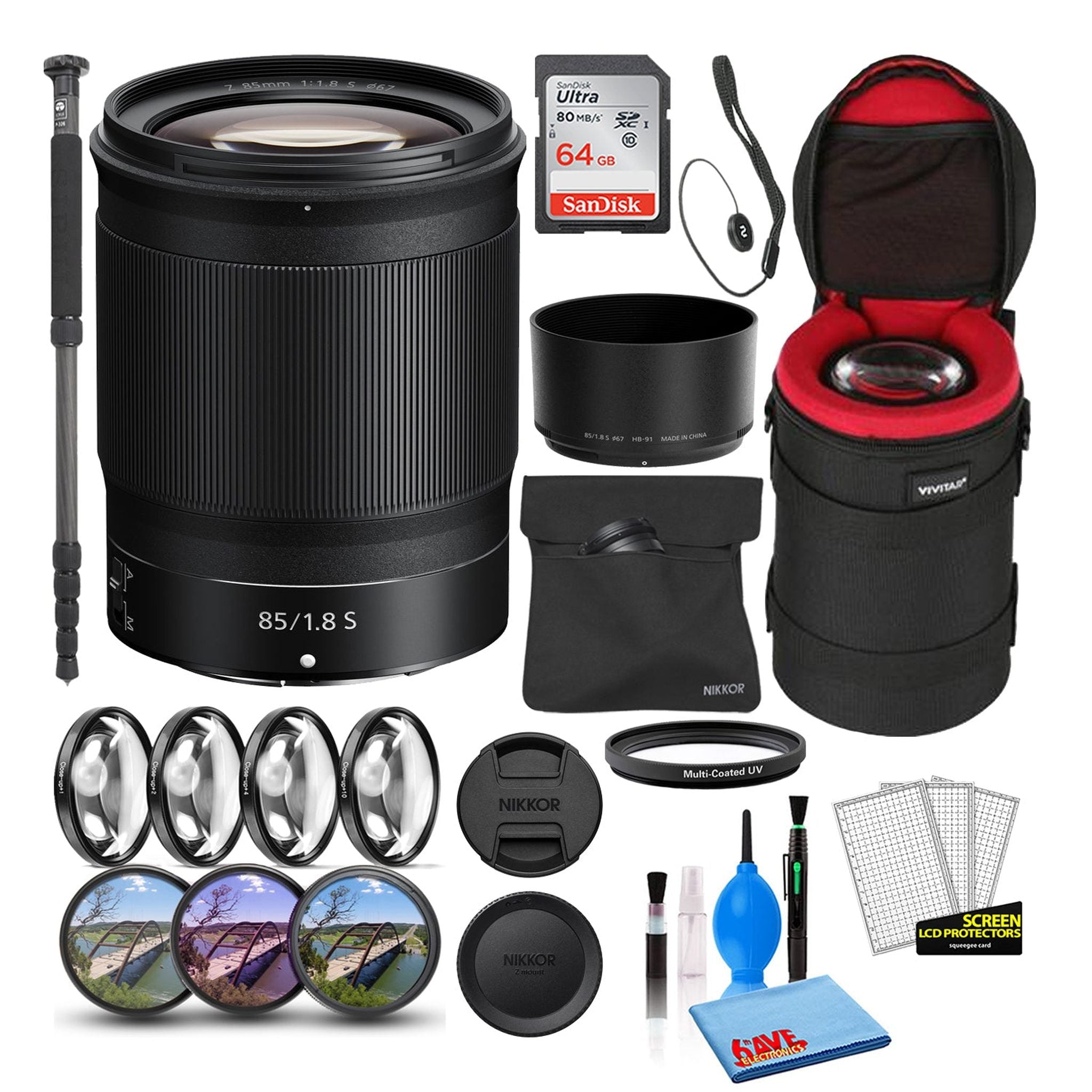 Nikon NIKKOR Z 85mm f/1.8 S Prime Lens 20090 Intl Model Bundle + 64GB SD Card - Reconditioned Nikon