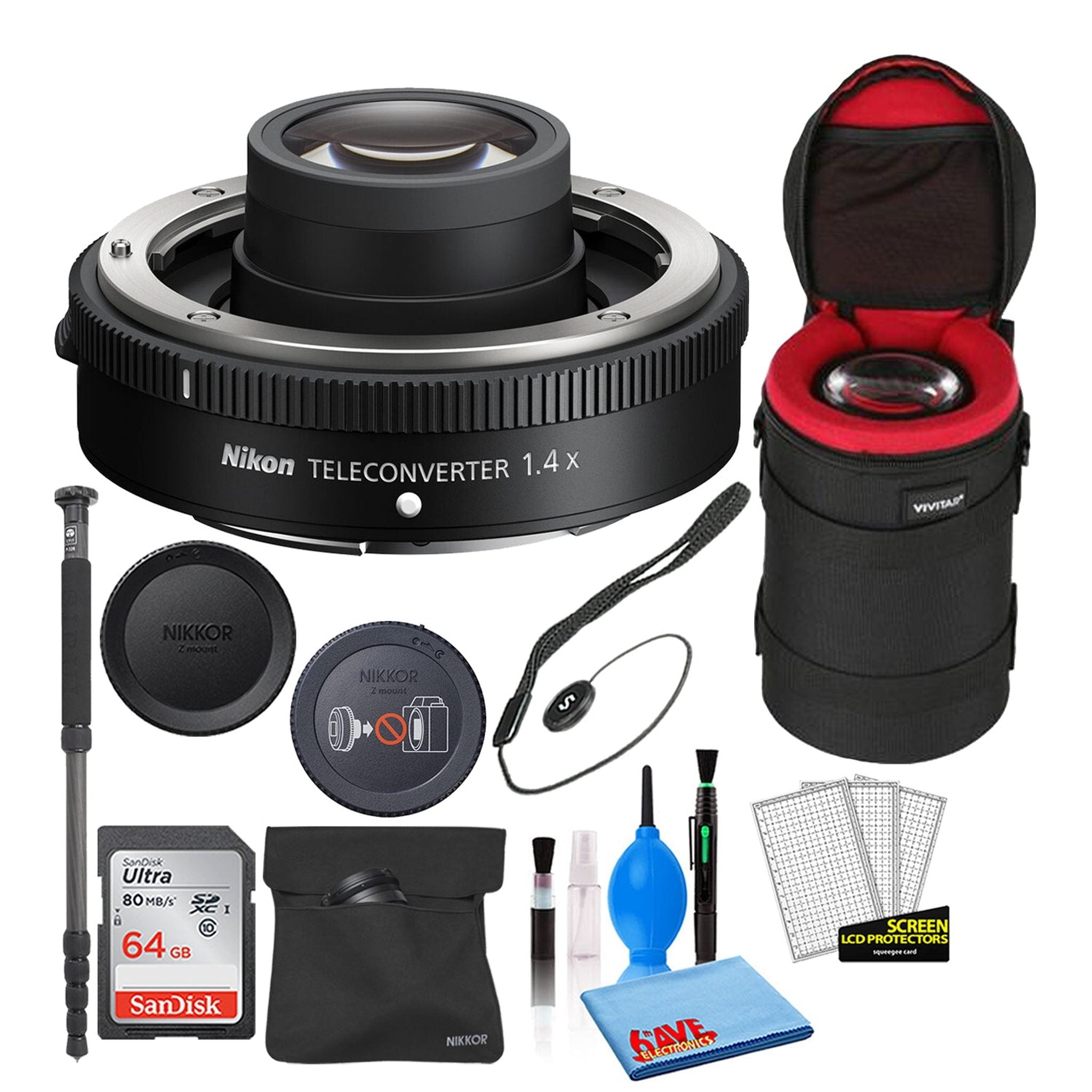 Nikon Z Teleconverter TC-1.4x Lens 20098 Intl Model Bundle with 64GB SD Card - Reconditioned Nikon
