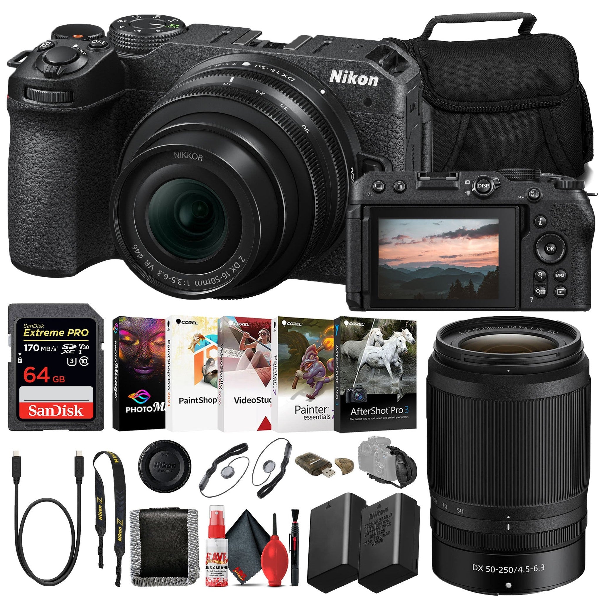 Nikon Z30 Mirrorless Camera with 16-50mm & 50-250mm Lens 1743, INTL Bundle - Reconditioned Nikon