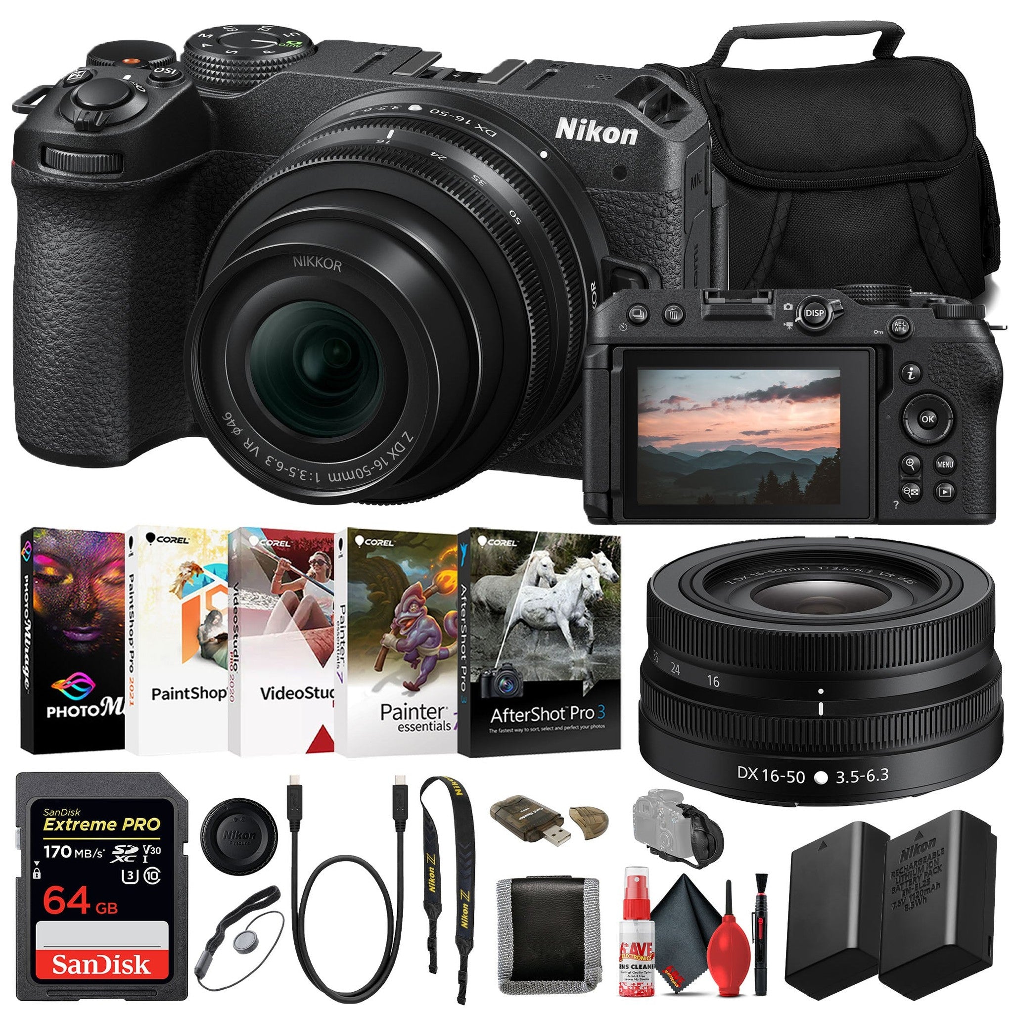 Nikon Z30 Mirrorless Digital Camera with 16-50mm Lens 1749, INTL Deluxe Bundle - Reconditioned Nikon