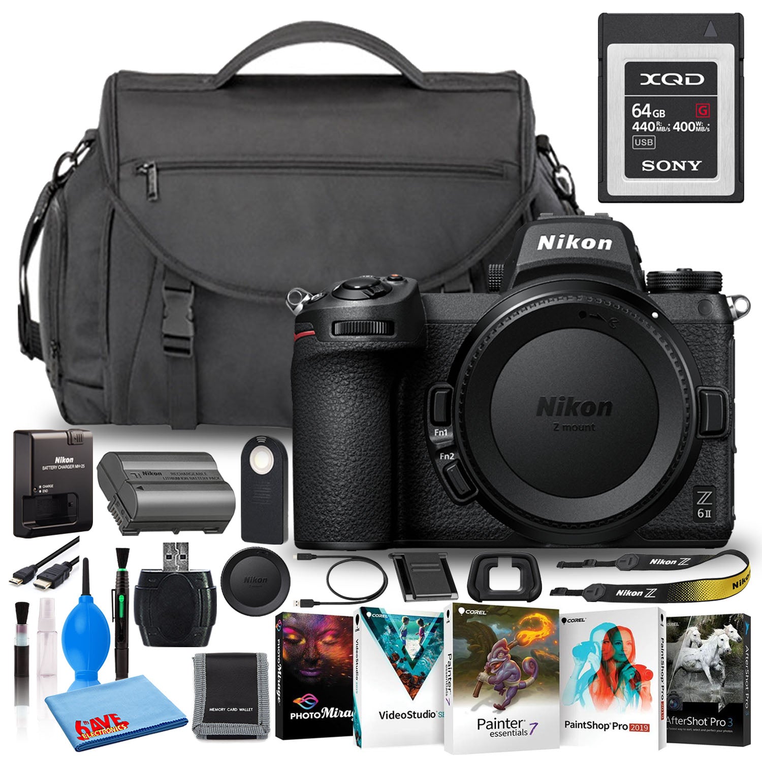 Nikon Z 6II Mirrorless Camera (Body Only) (International) 64GB XQD Basic Bundle
