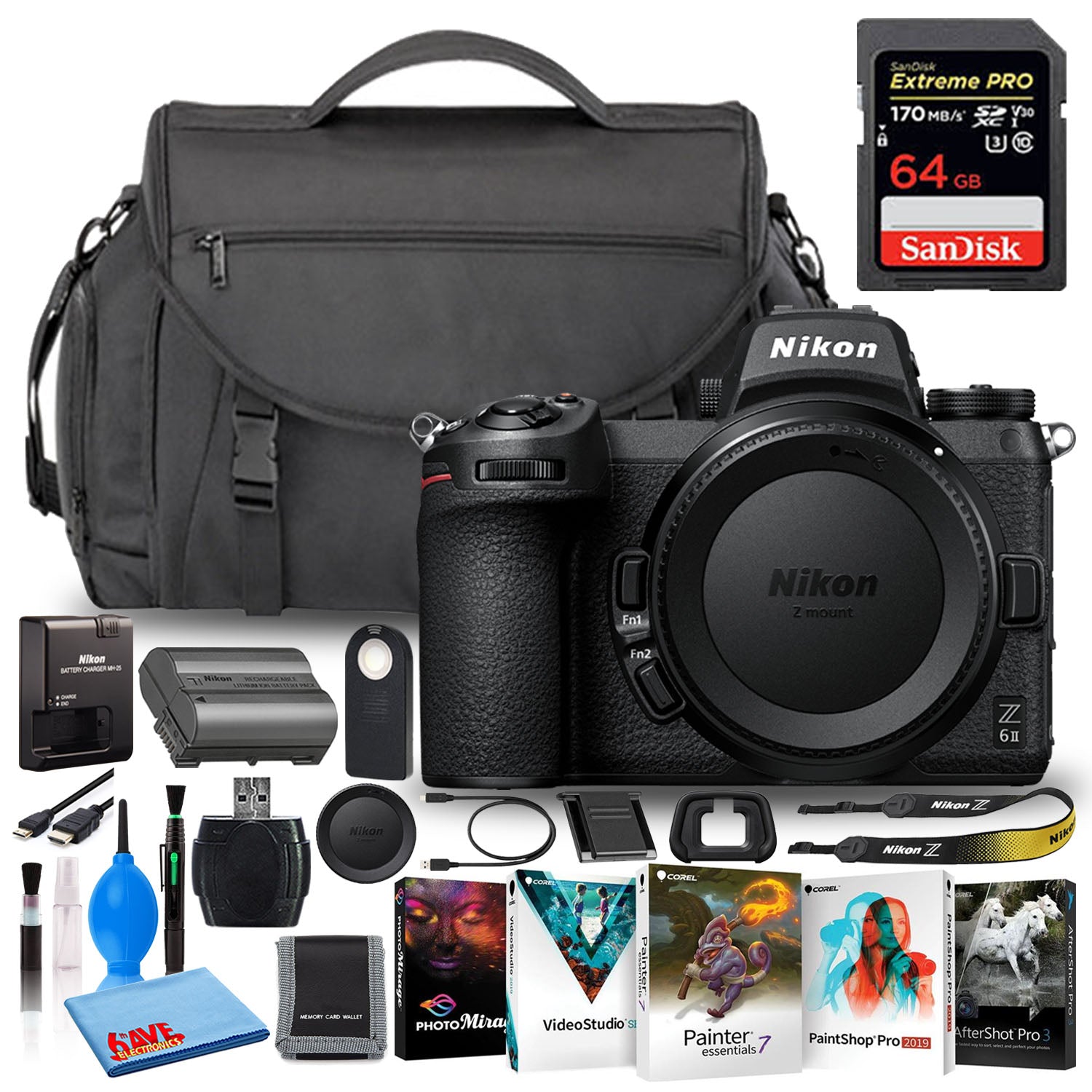 Nikon Z 6II Mirrorless Camera (Body Only) (International) 64GB SD Basic Bundle