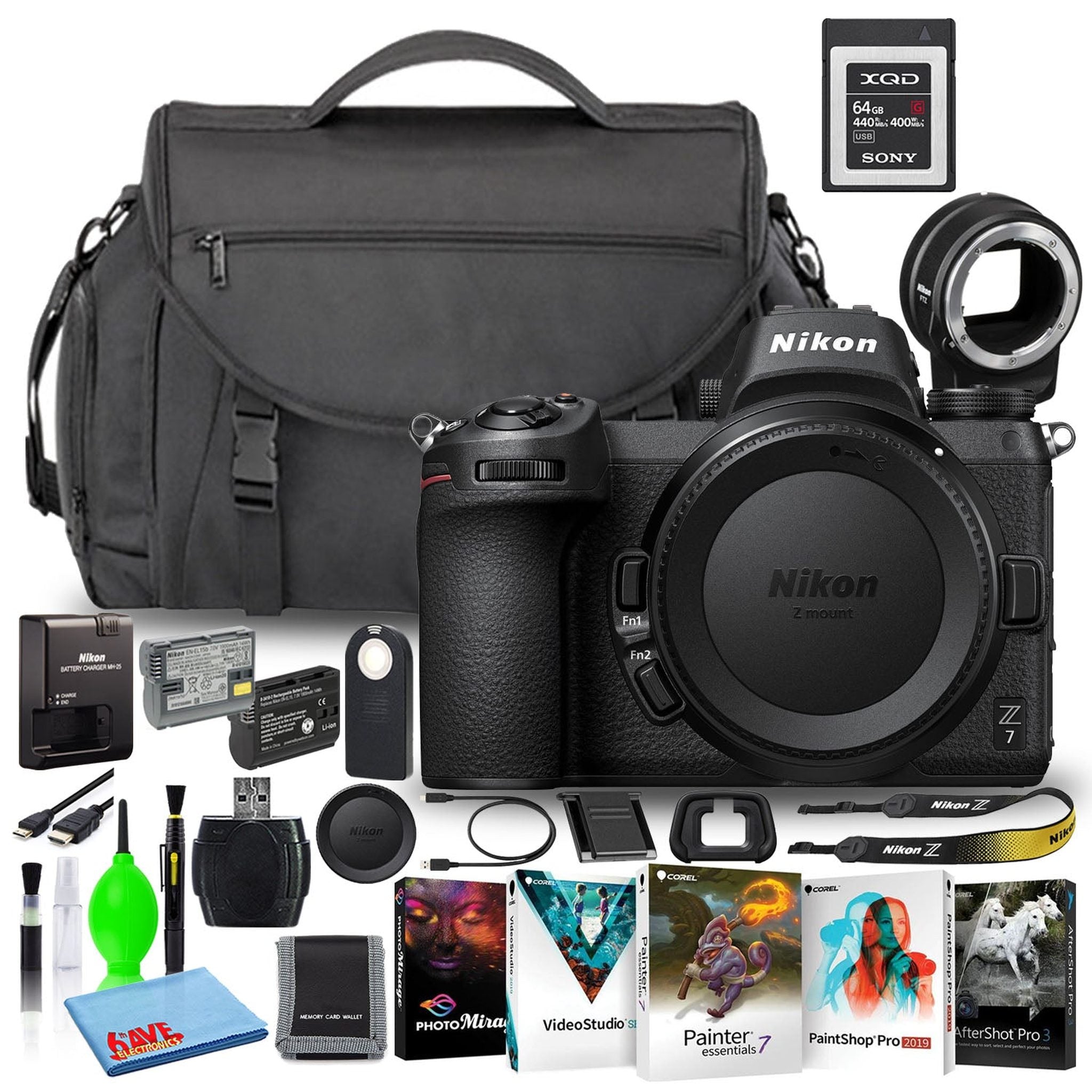 Nikon Z7 Mirrorless Camera Body Only 1591 + XQD Card + FTZ Adapter Intl - Reconditioned Nikon