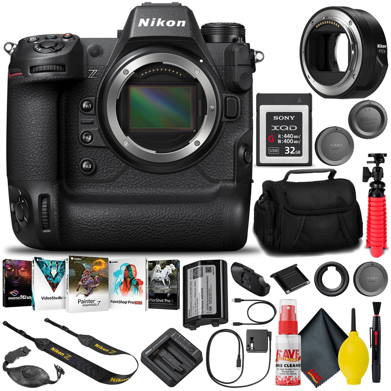 Nikon Z9 Mirrorless Camera with FTZ II Adapter (1669) + 32GB XQD Card (INTL)