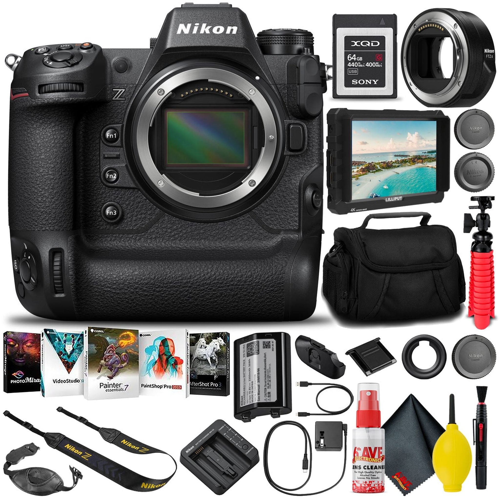 Nikon Z9 Mirrorless Camera with FTZ II Adapter 1669 + 64GB XQD Card INTL - Reconditioned Nikon