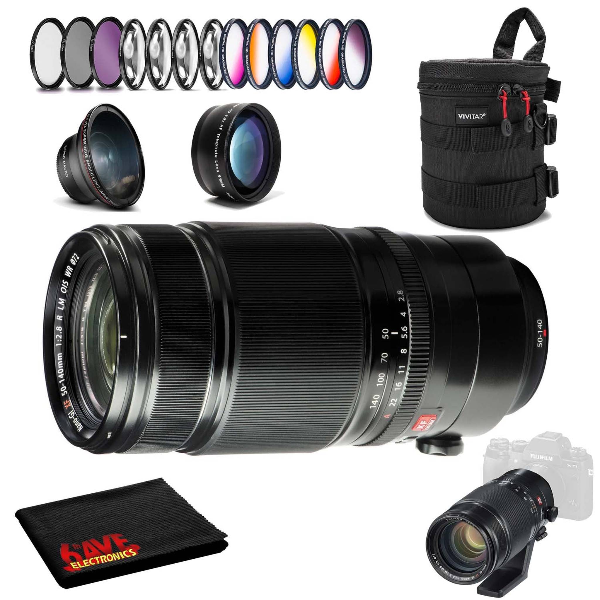 FUJIFILM XF 50-140mm f/2.8 R LM OIS WR Lens with All Inclusive Accessory Bundle