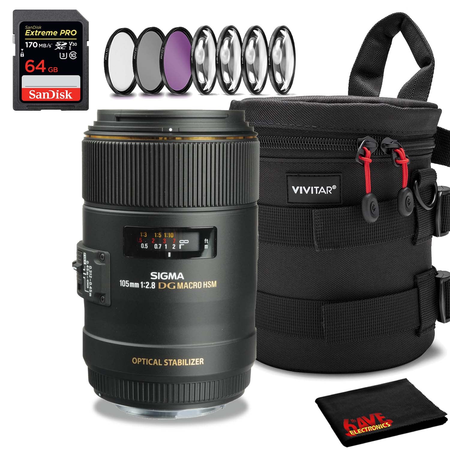 Sigma 105mm Lens for Canon EF (Intl Model) (258101) Bundle