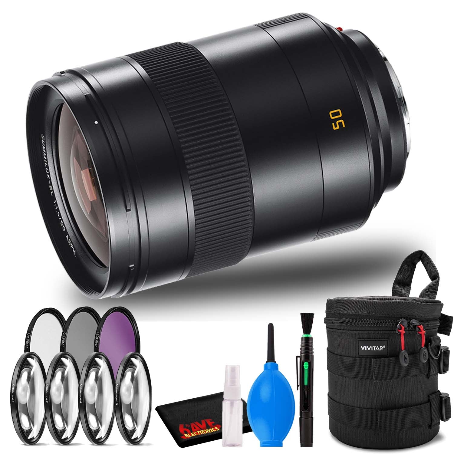 Leica Summilux-SL 50mm f/1.4 ASPH. Lens with Filter Kit, Protective Lens Case and Cleaning Kit