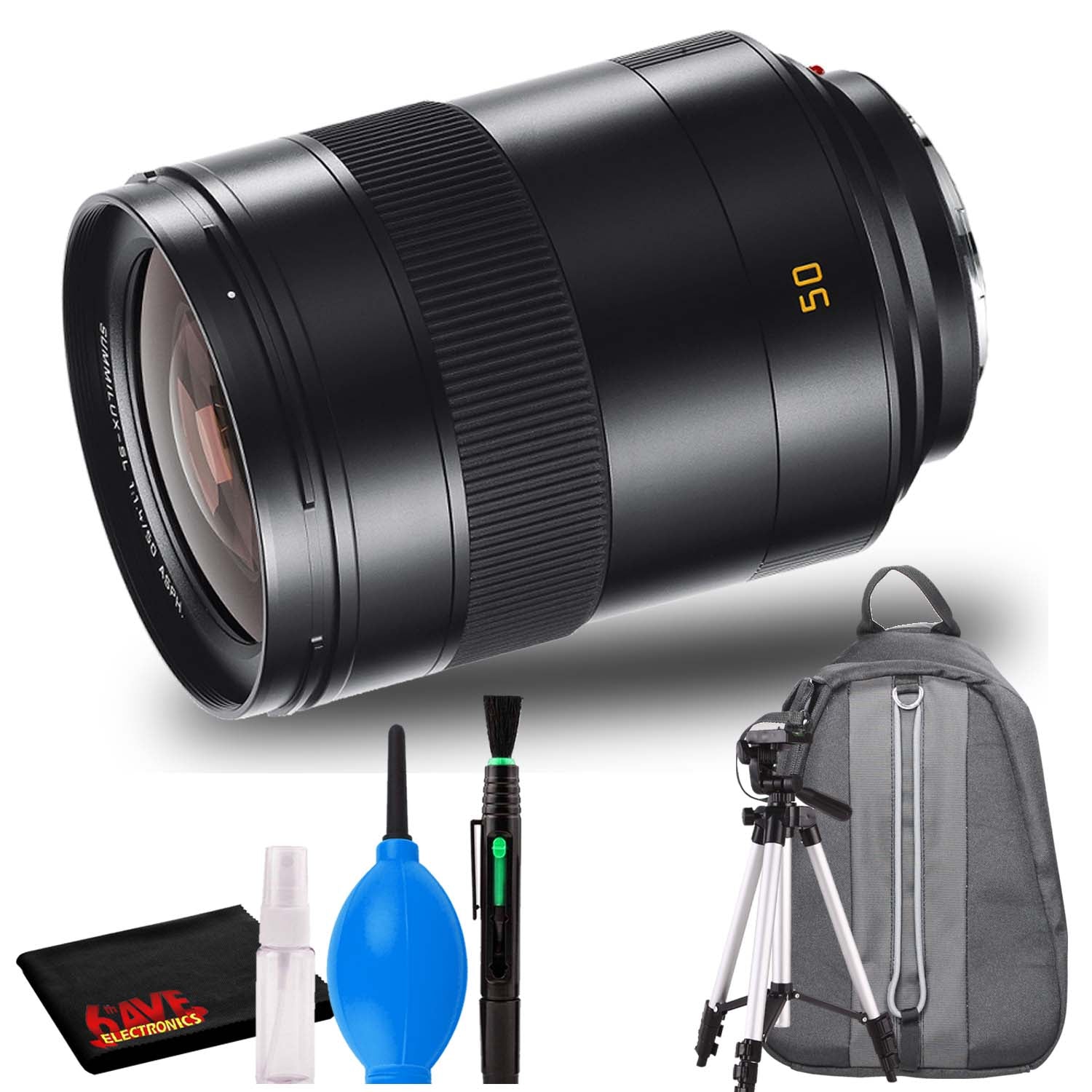 Leica Summilux-SL 50mm f/1.4 ASPH. Lens with Padded Backpack, 72-In Tripod and Cleaning Kit