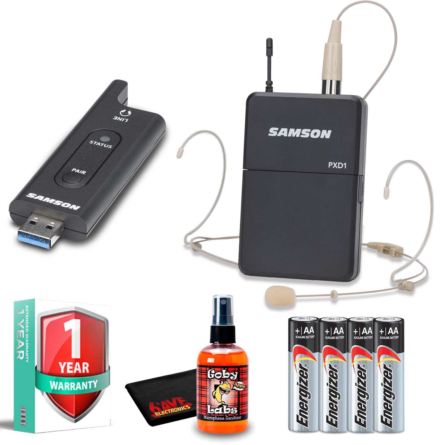 Samson XPD2 Headset USB Digital Wireless System with 6Ave Mic Cleaning Kit Bundle