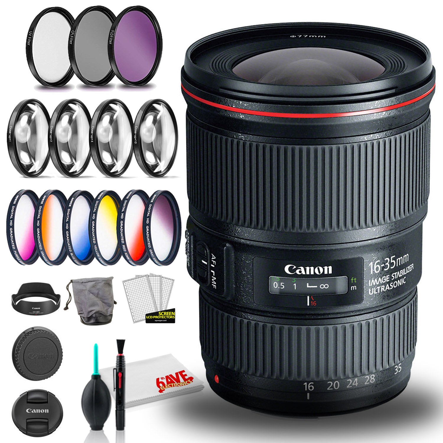 Canon EF 16-35mm f/4L IS USM Lens (International Model) with Filter Set Bundle