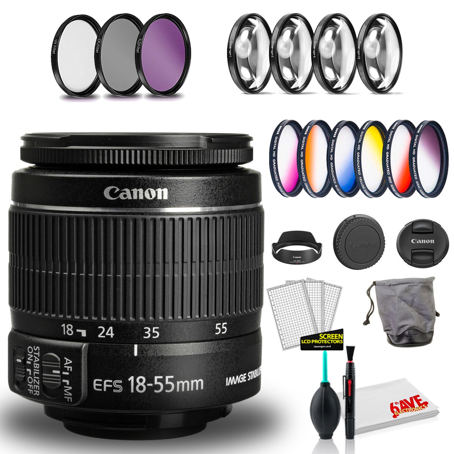 Canon EF-S 18-55mm f/3.5-5.6 IS II Lens (International Model) with Filter Kits