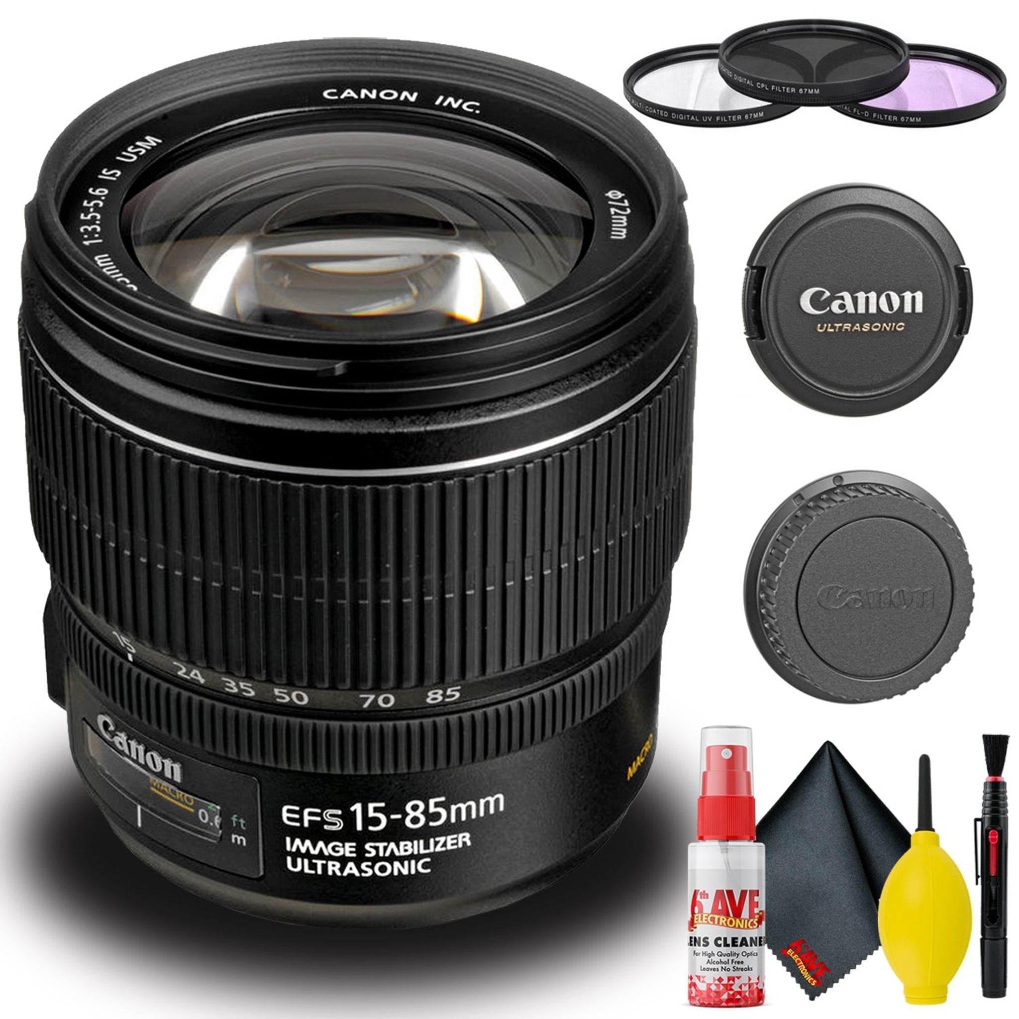 Canon EF-S 15-85mm f/3.5-5.6 IS USM Lens Intl Model Bundle with Filter Set Canon