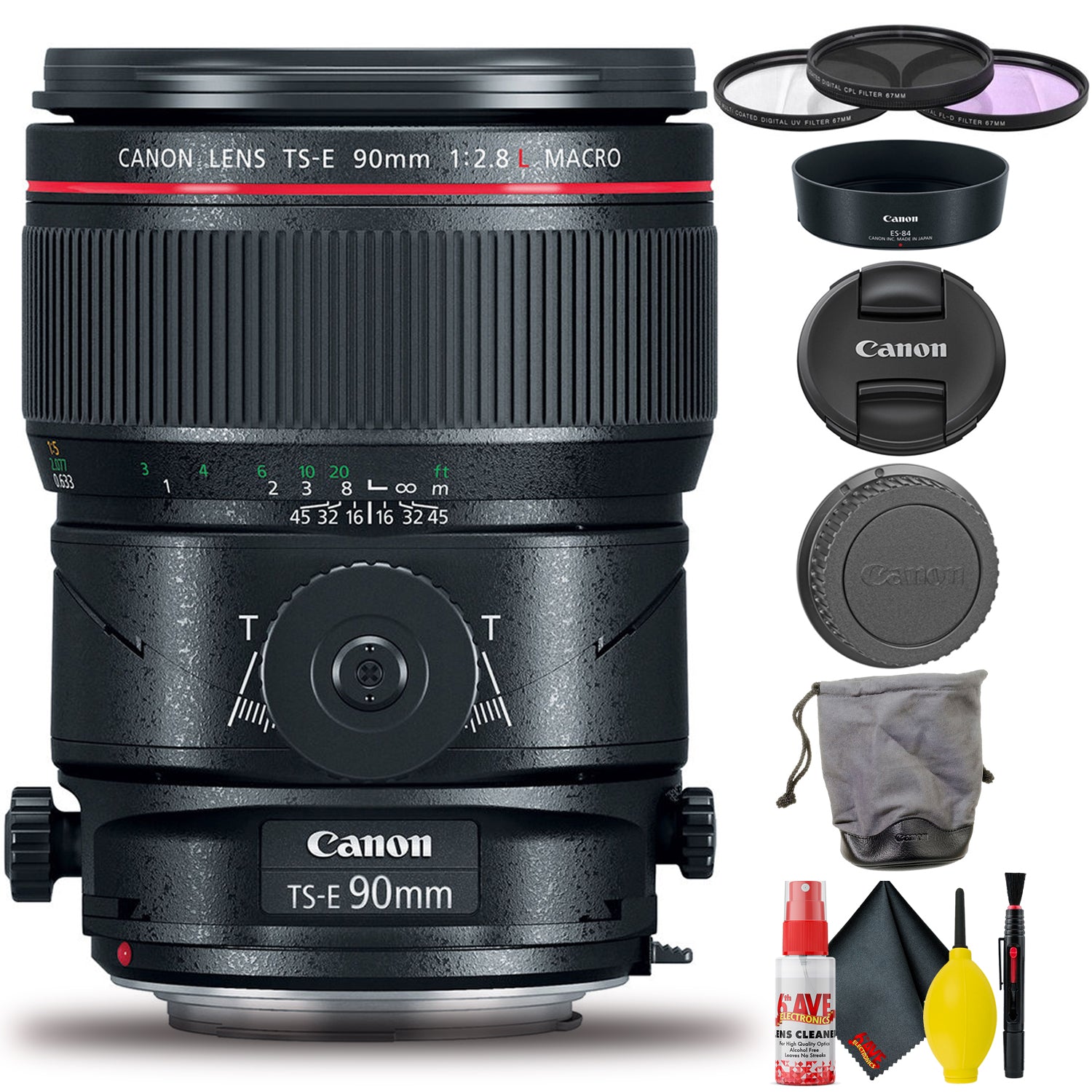 Canon TS-E 90mm f/2.8L Macro Tilt-Shift Lens (Intl Model) Includes Filter Set