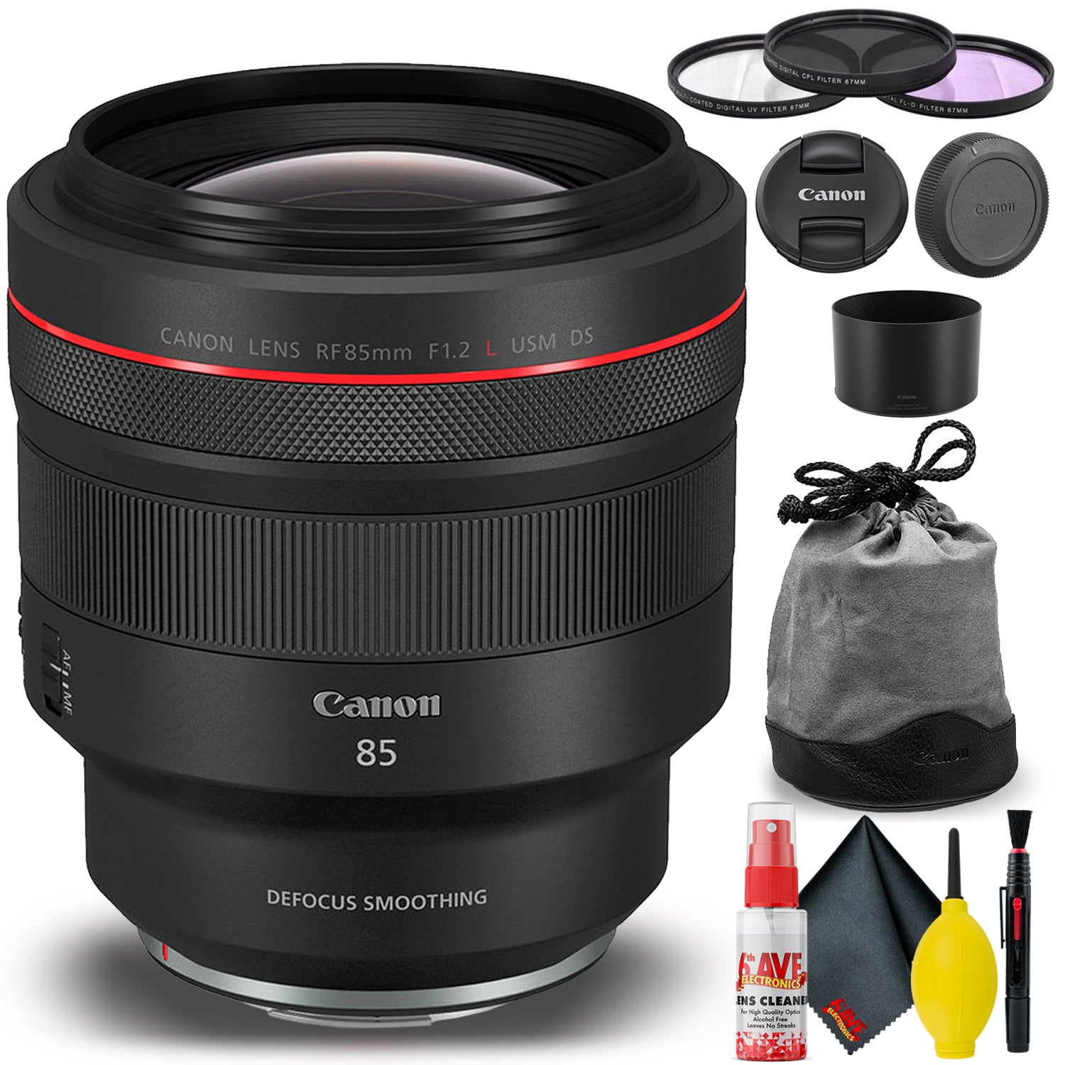 Canon RF 85mm f/1.2L USM DS Lens Bundle with Cleaning Kit and Filter Set