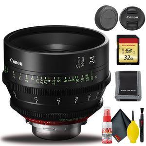 Canon 24mm Sumire Prime T1.5 PL Mount, Feet with Cleaning Kit and 32GB Memory Bundle