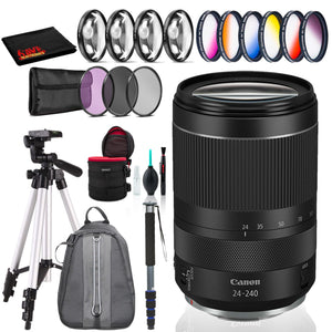 Canon RF 24-240mm USM Lens Intl Model with Filter Kits, Backpack Bundle