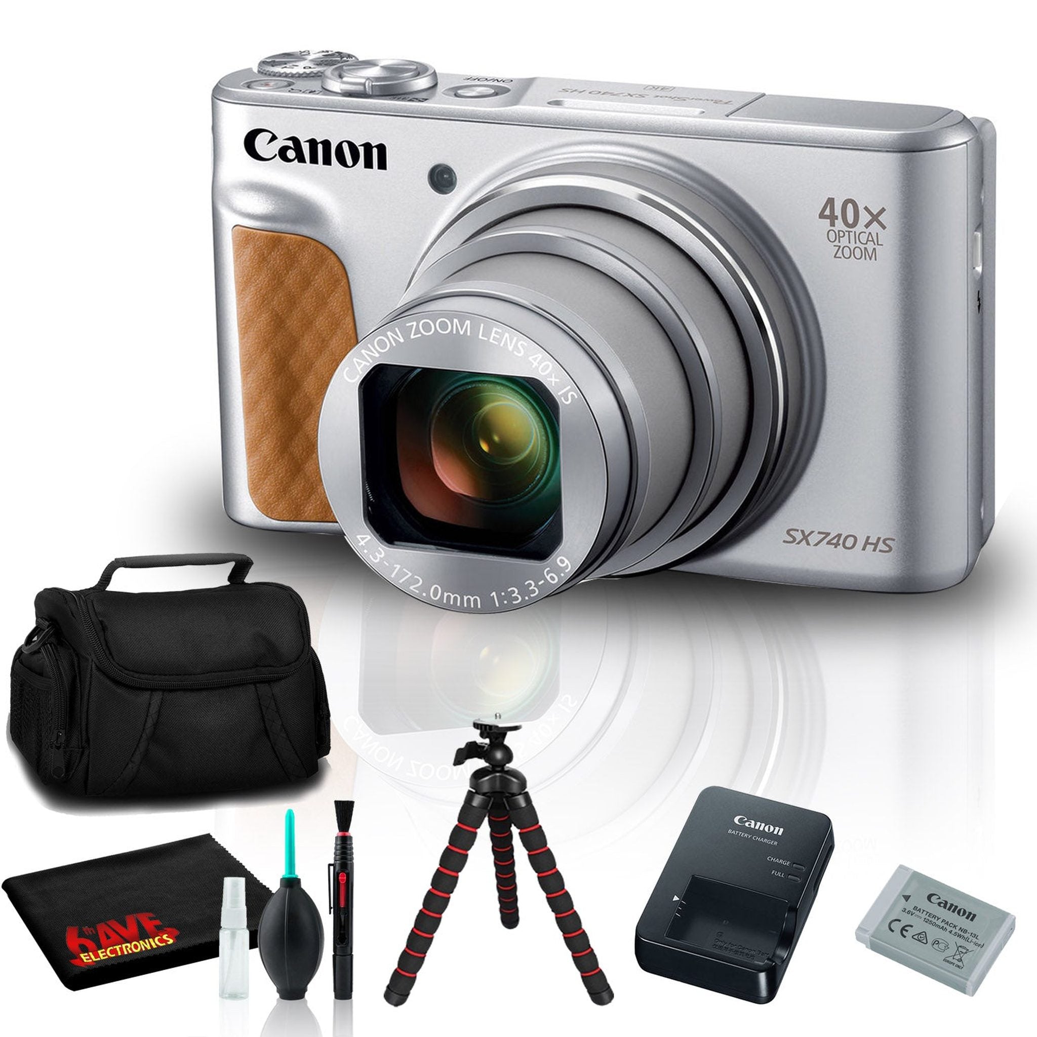 Canon PowerShot SX740 HS Camera Silver Includes Carry Case and Tripod Bundle Canon