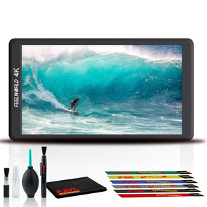 FeelWorld F570 5.7" 4K HDMI On-Camera Monitor + 6Pk Cable Ties + Cleaning Kit Bundle