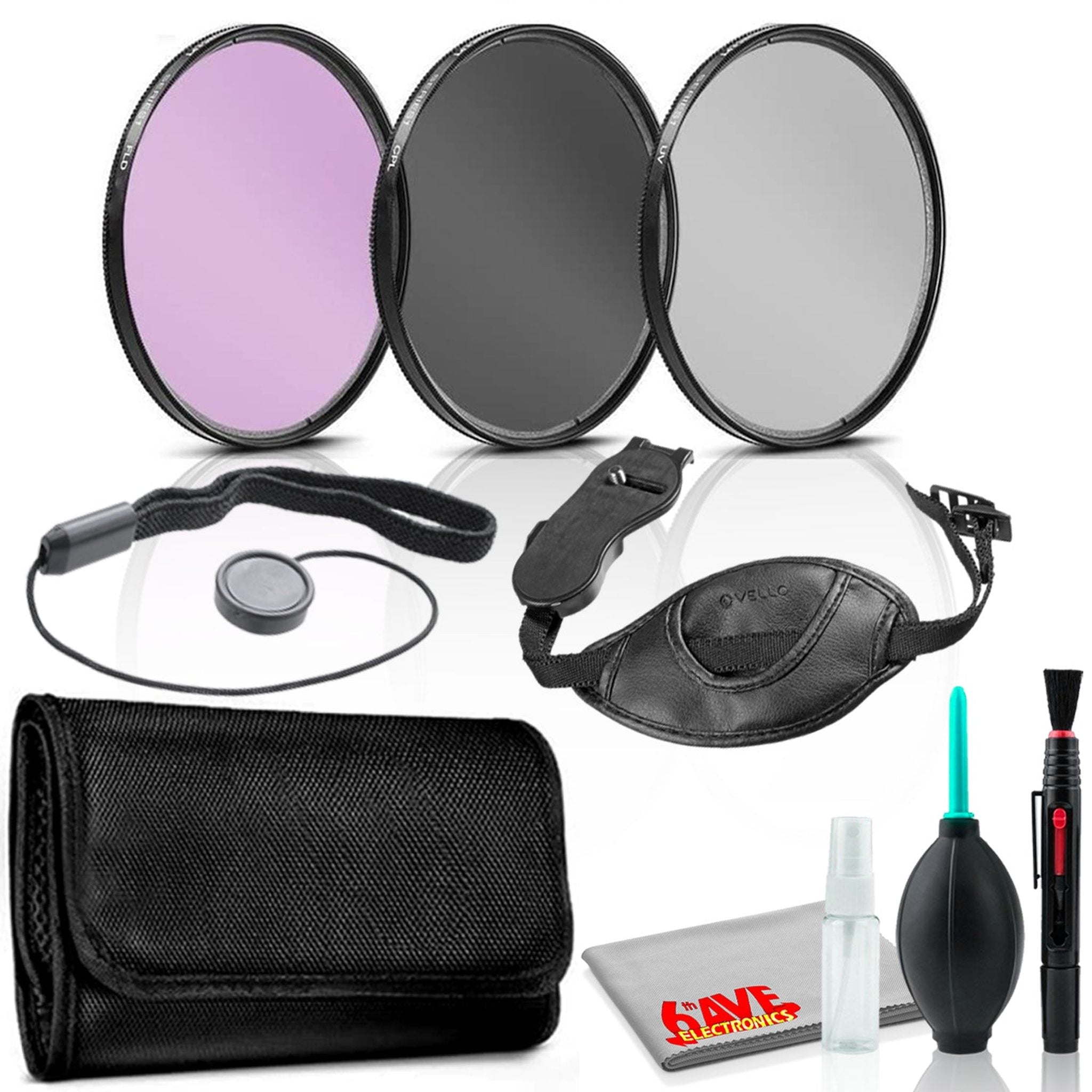 27mm Filter Kit with Hand Strap, Lens Cap Keeper, and Lens Cleaning Kit Bundle