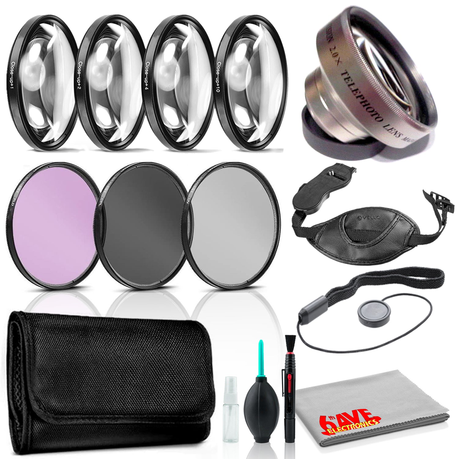 43mm Essential Accessory Kit with Close Up Lens Set, Telephoto Lens Bundle