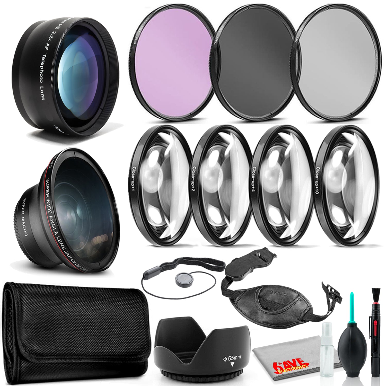 55mm Accessory Kit with Close Up Set, Graduated Color Filter Set Bundle