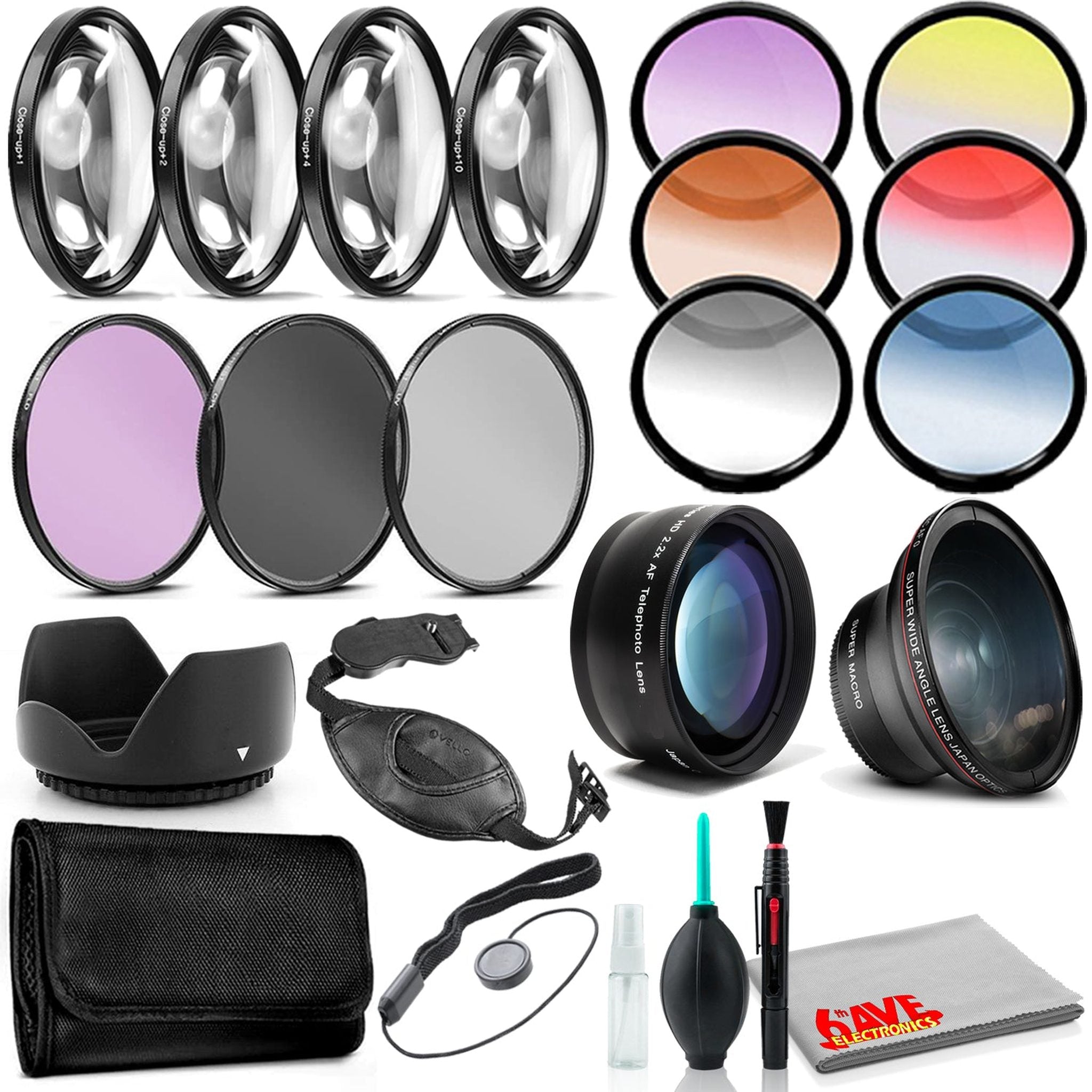 58mm Essential Kit with Wide Angle Lens, Telephoto Lens, Hand Strap Bundle