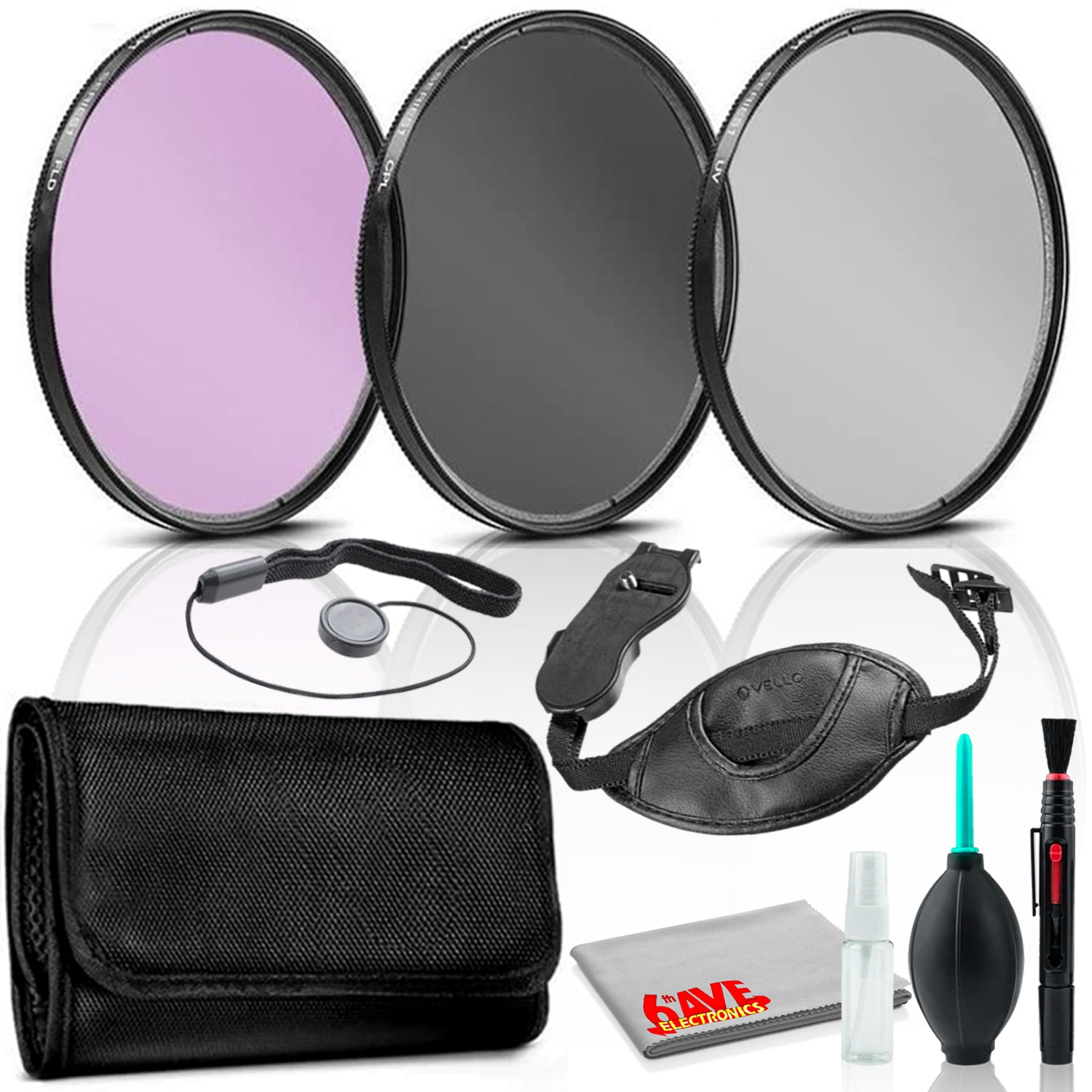 74mm 3-Piece Filter Kit with Cap Keeper, Hand Strap, and Lens Cleaning Kit Bundle
