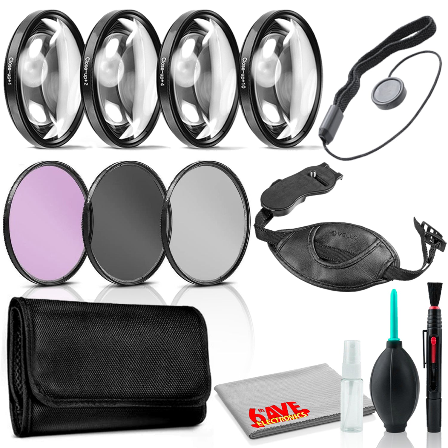 82mm Accessory Kit with Close Up Set, Cap Keeper, Hand Strap, and Cleaning Kit Pro Bundle