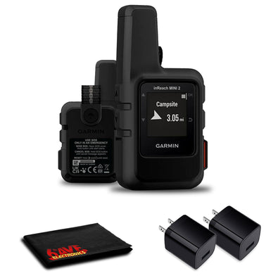Garmin inReach Mini 2 Satellite Communicator (Black) with Power Adapters Bundle